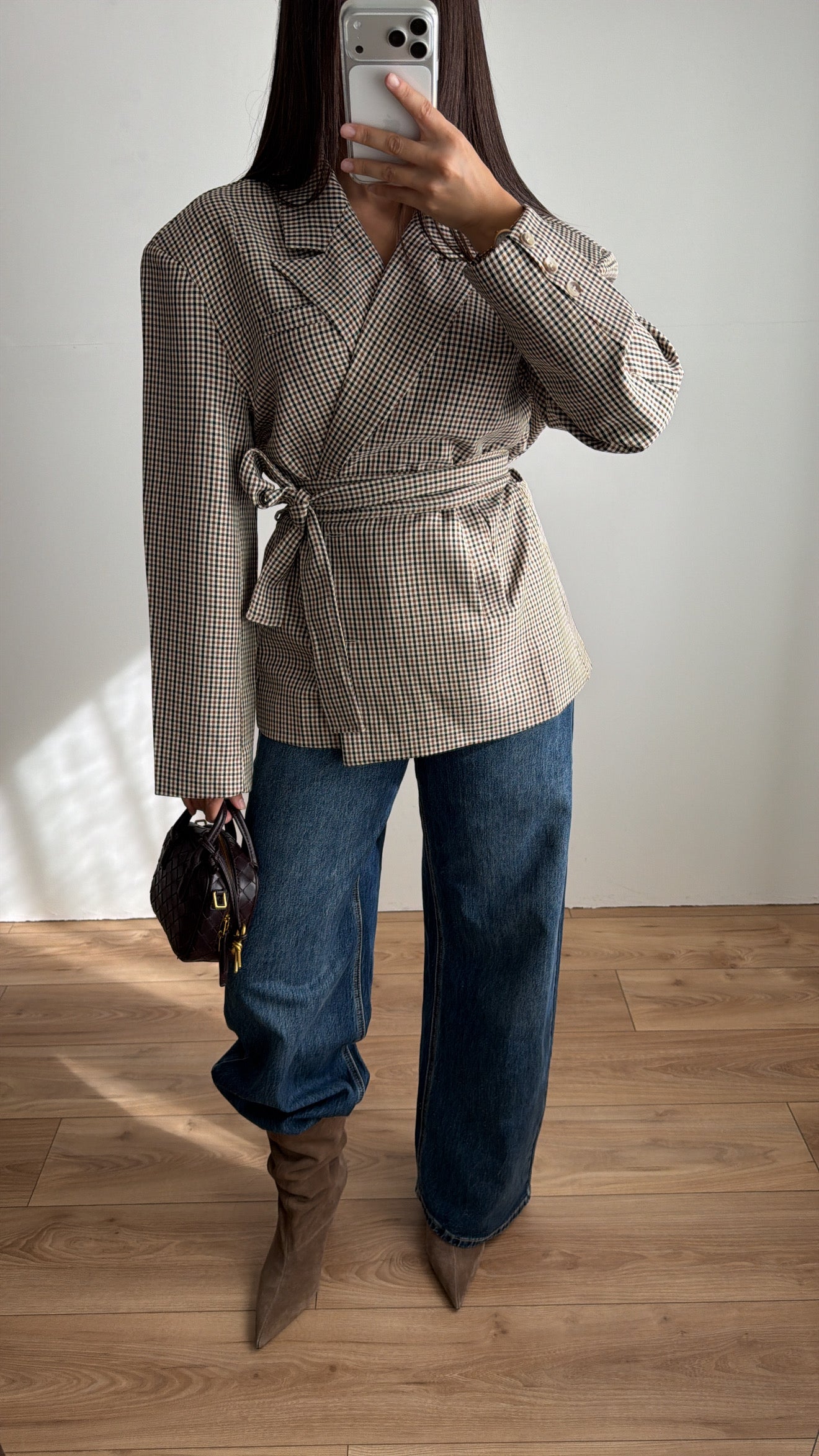 Veste blazer loose à carreaux