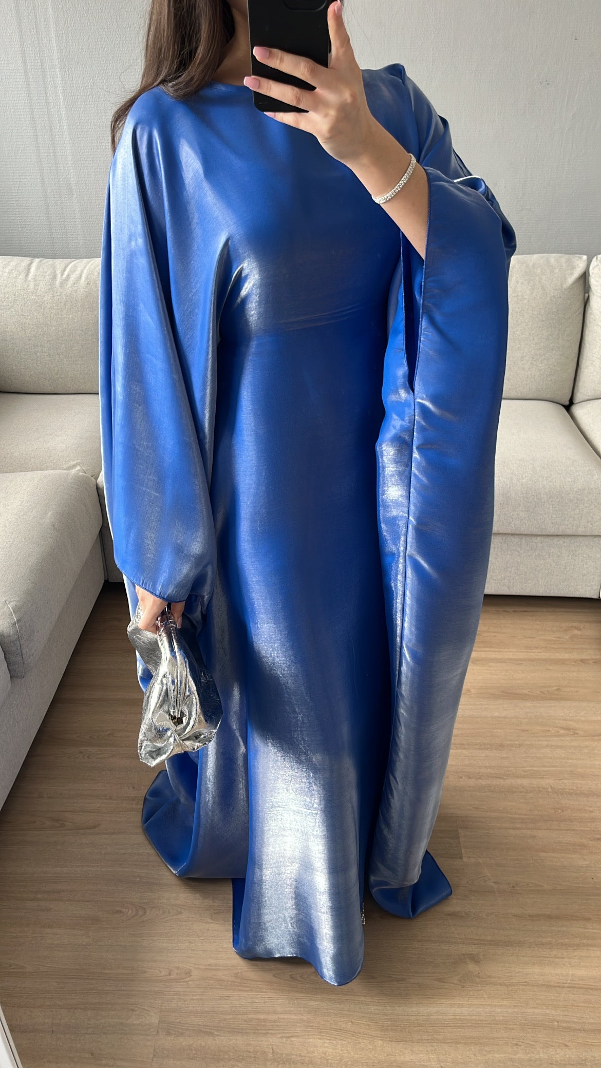 Iridescent blue fitted dress