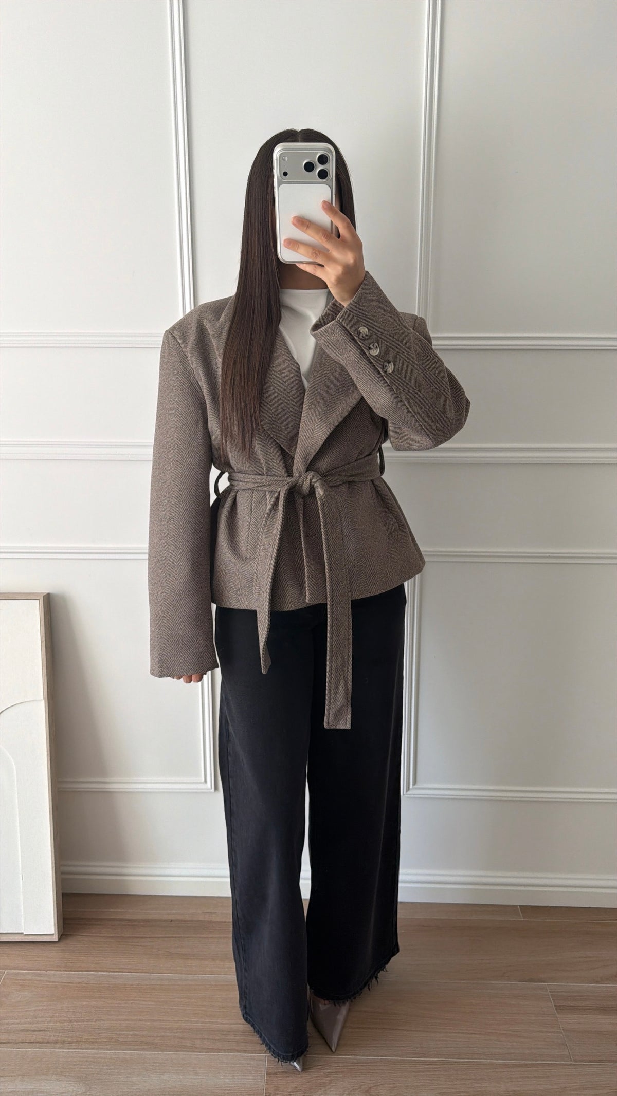Structured oversized gingham blazer jacket