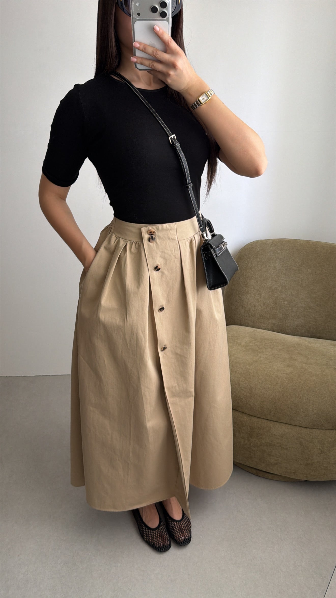 Jupe camel style trench