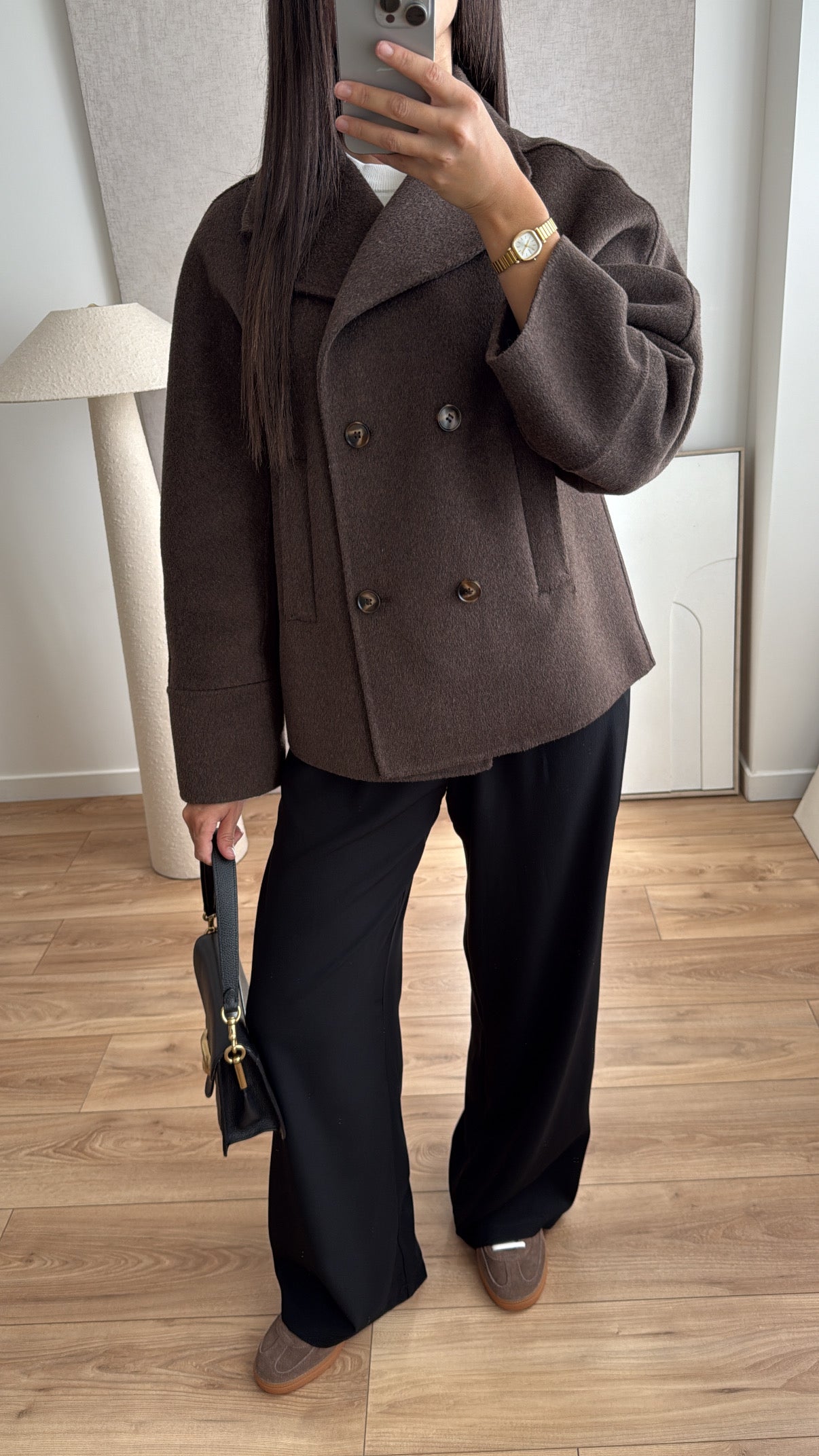 Manteau court en laine [marron]