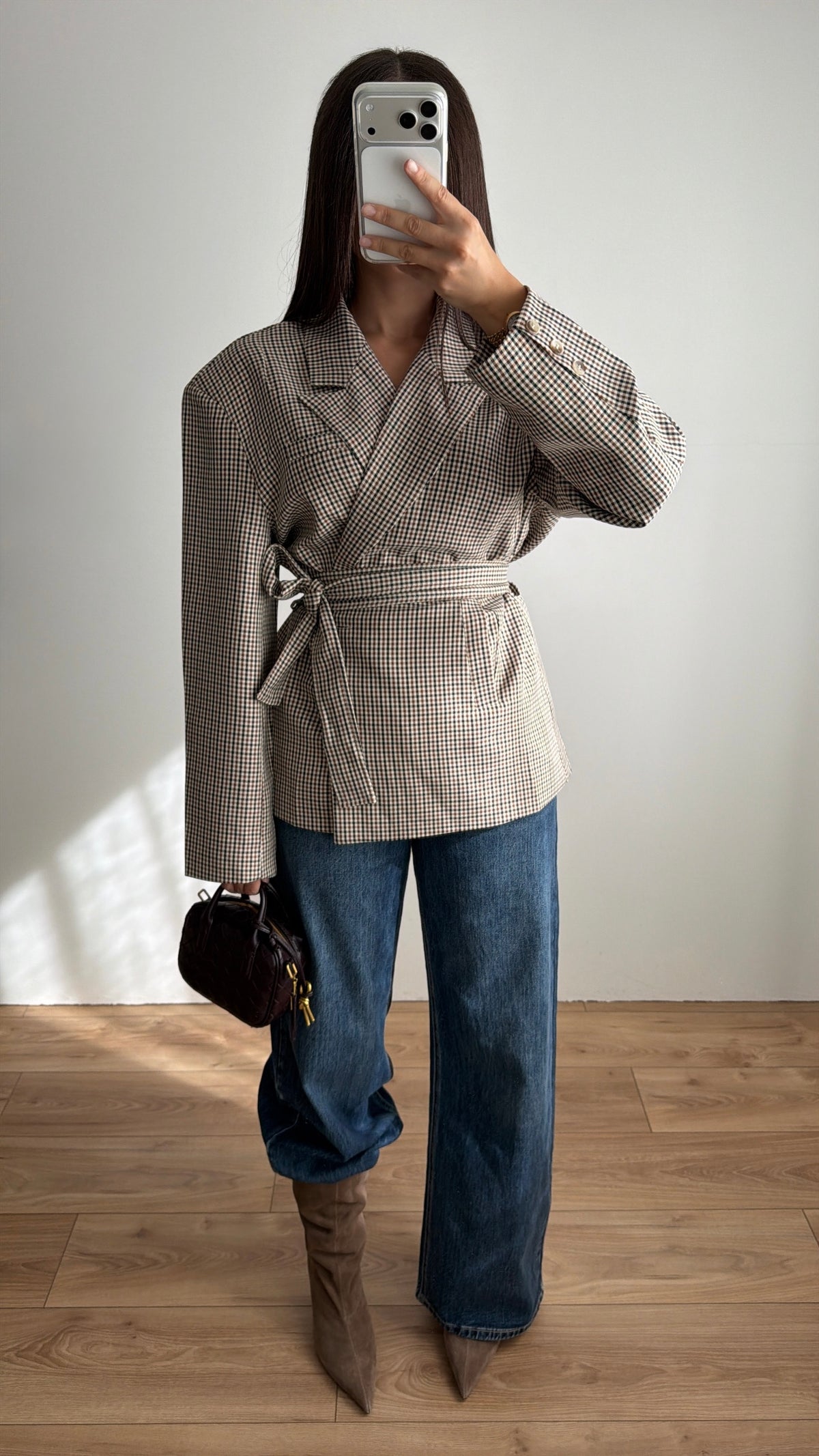 Veste blazer loose à carreaux