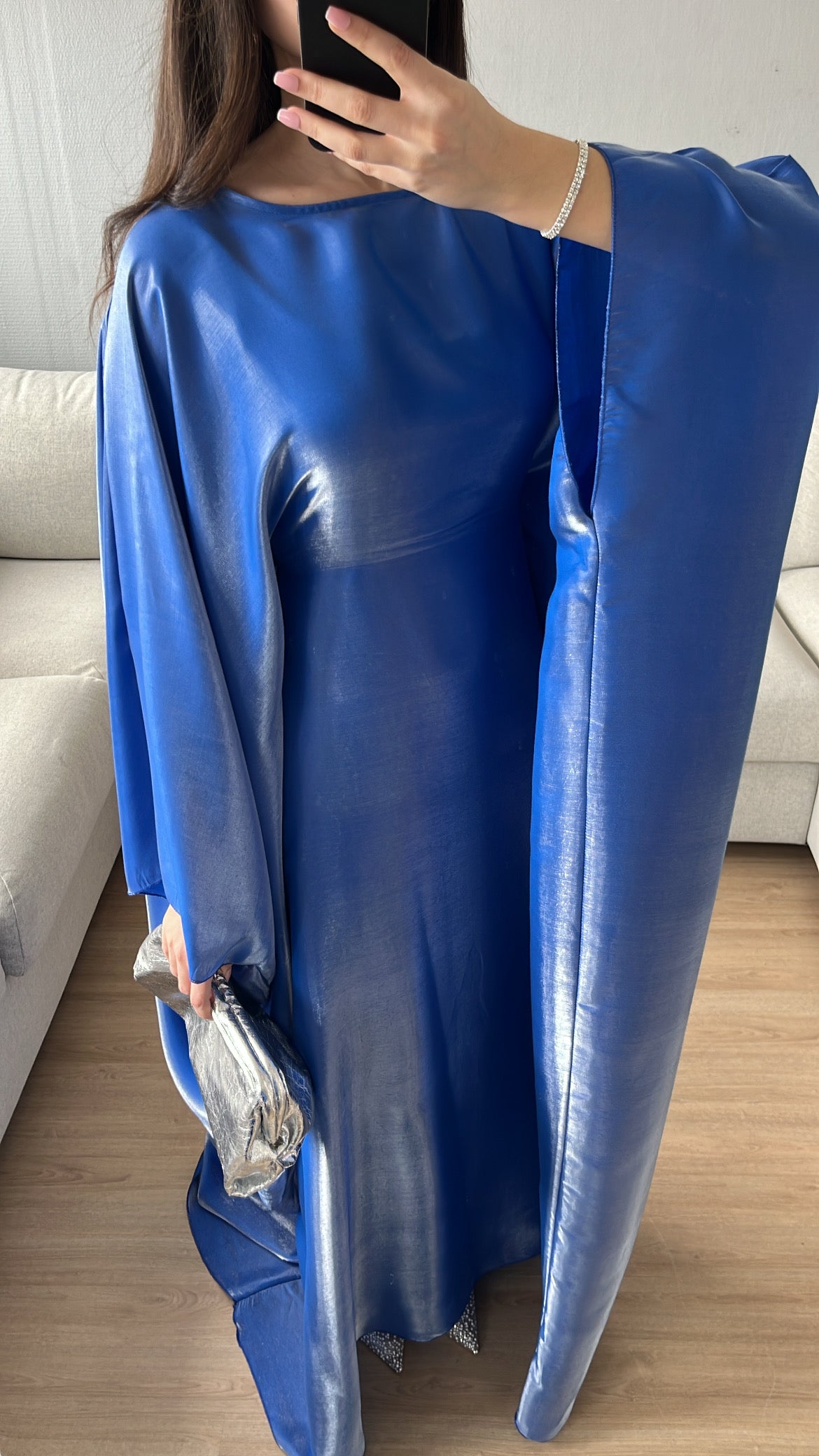 Iridescent blue fitted dress