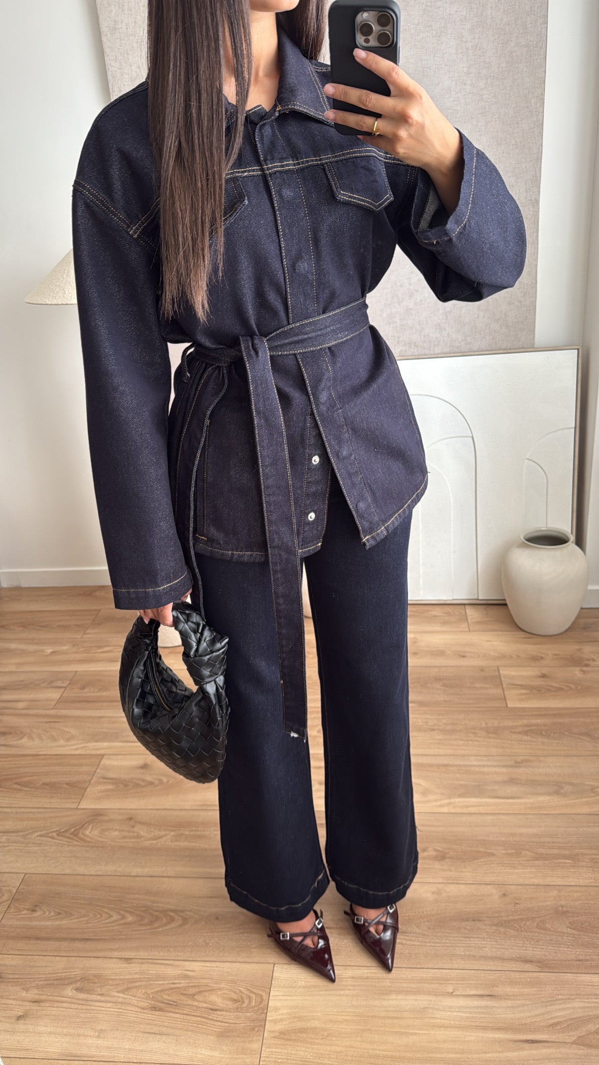 Dark blue loose fit denim jacket