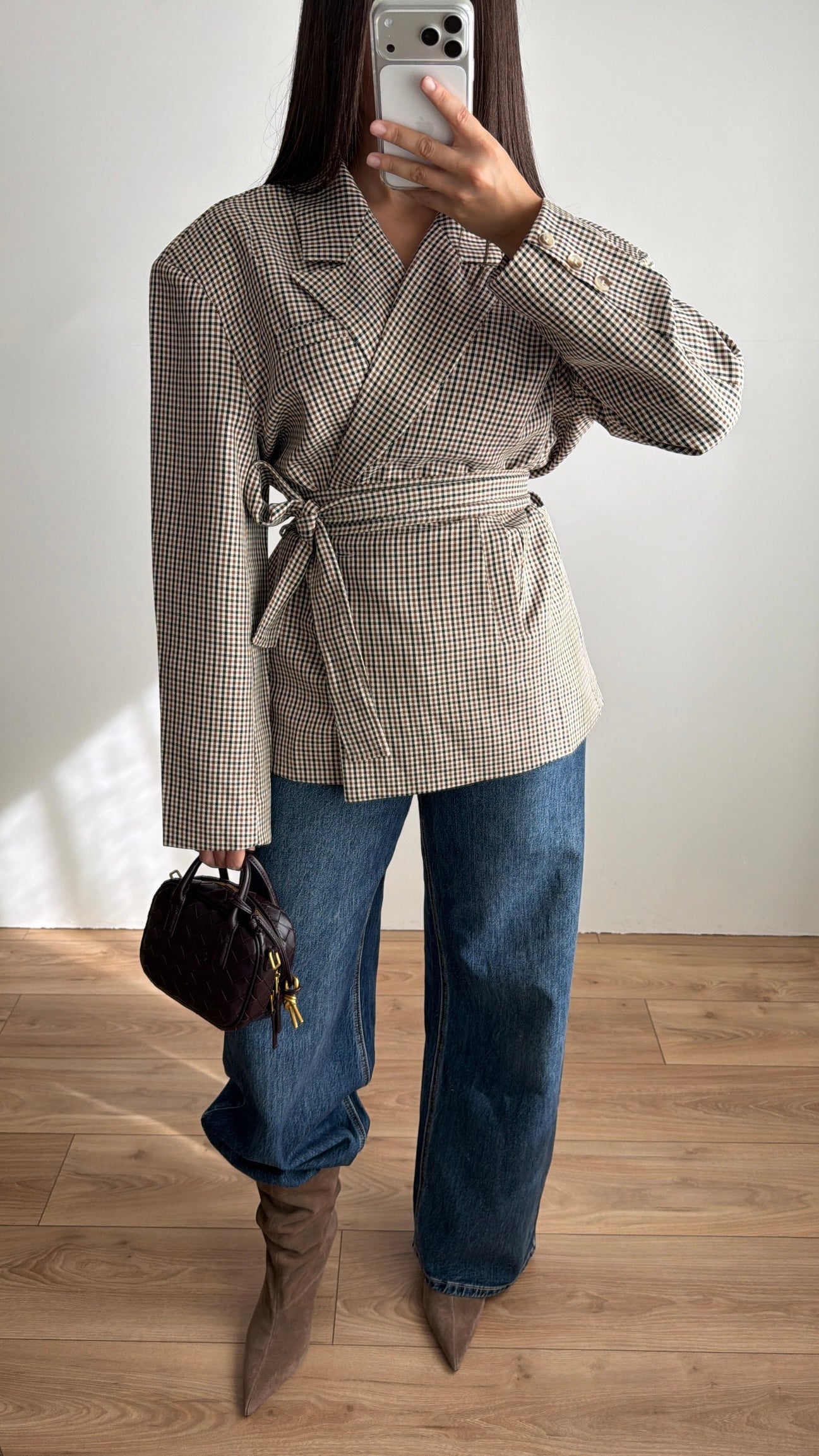 Veste blazer loose à carreaux