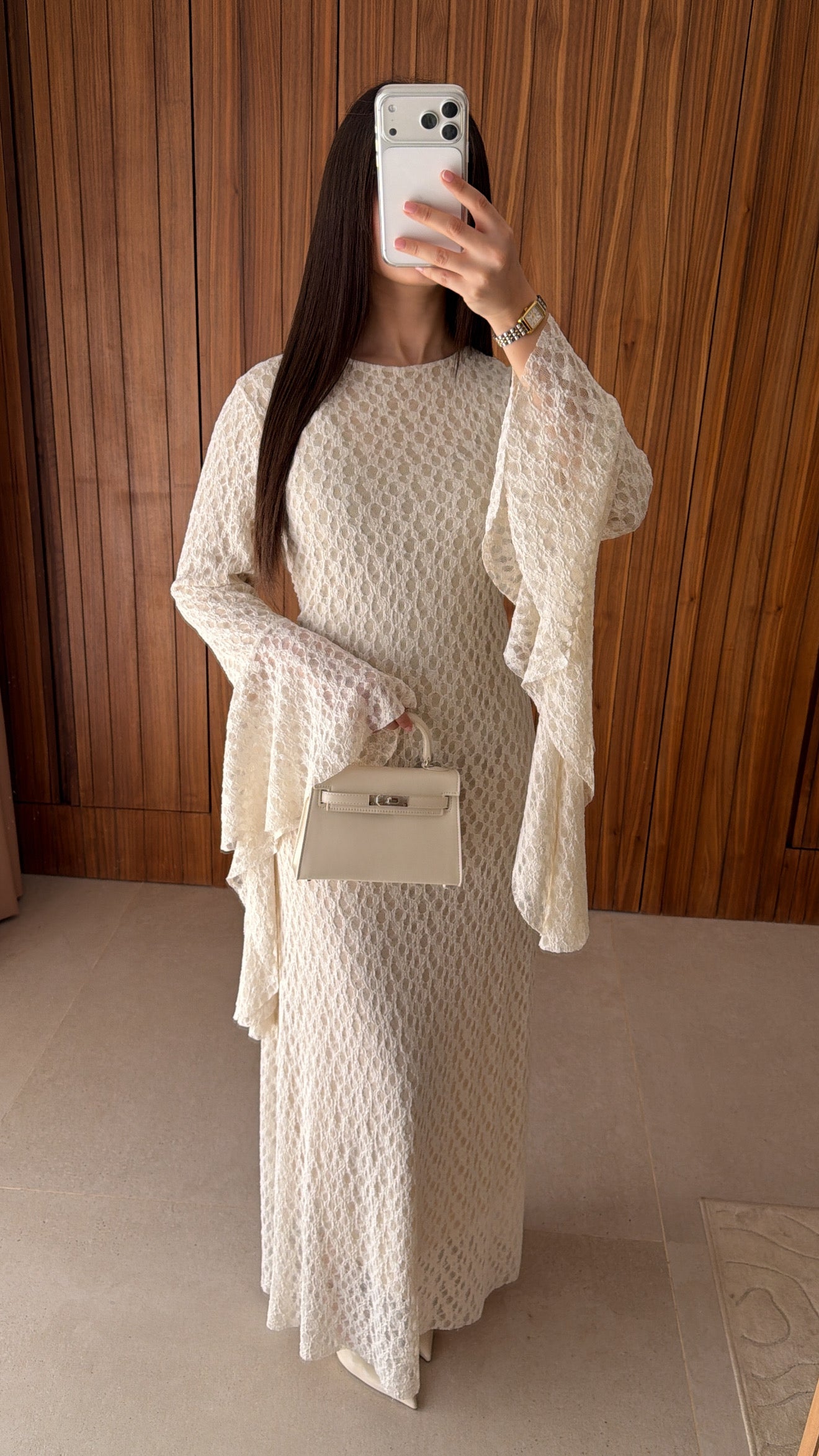 White lace maxi dress
