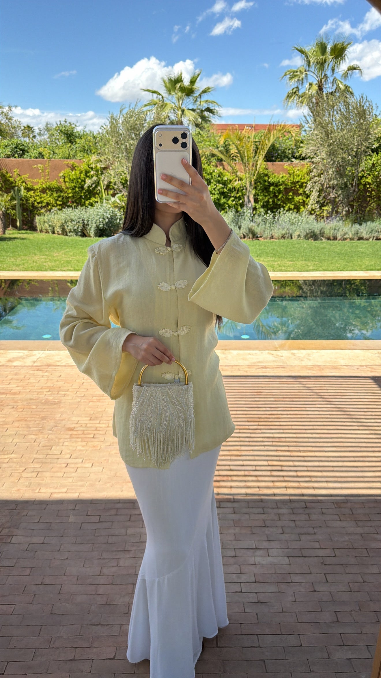 Yellow shirt with Mao collar