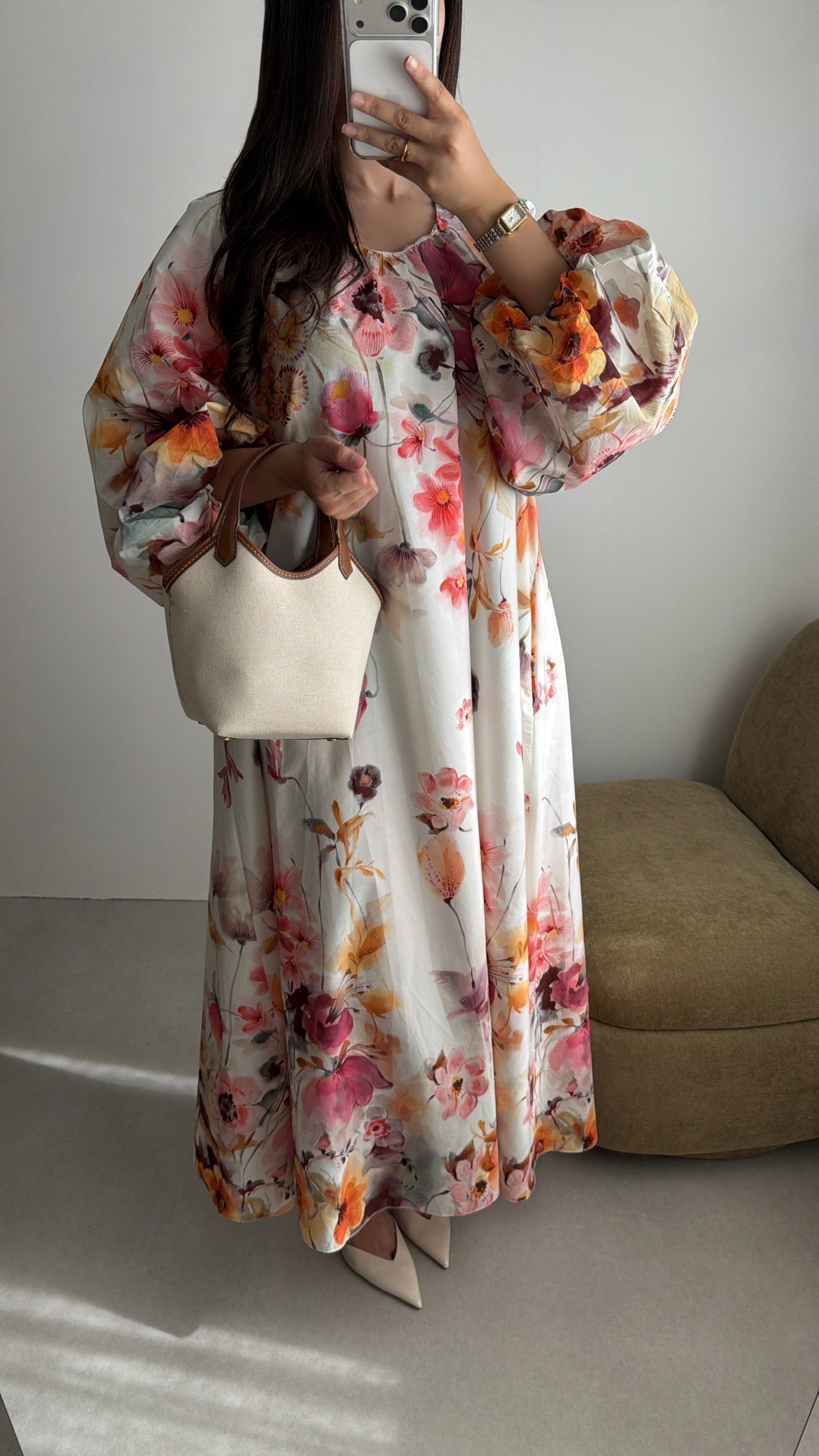 Floral cotton puff dress