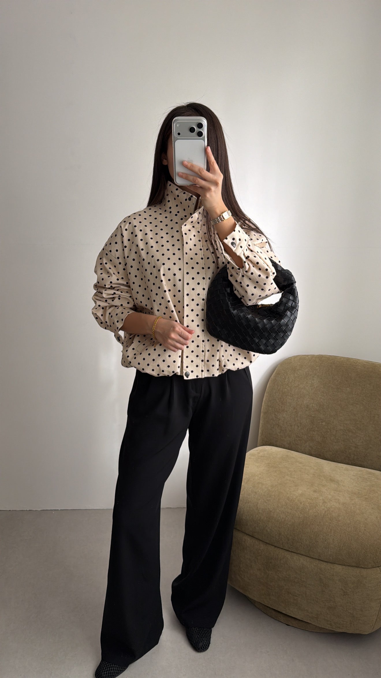 Veste loose à motif petits pois