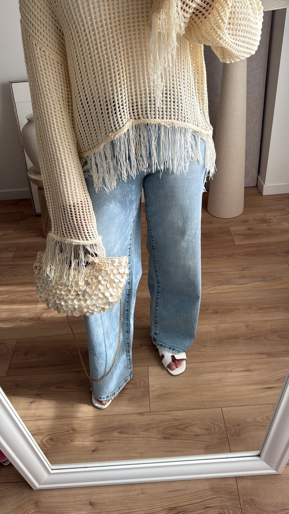 Crochet Fringe Top with Flared Sleeves