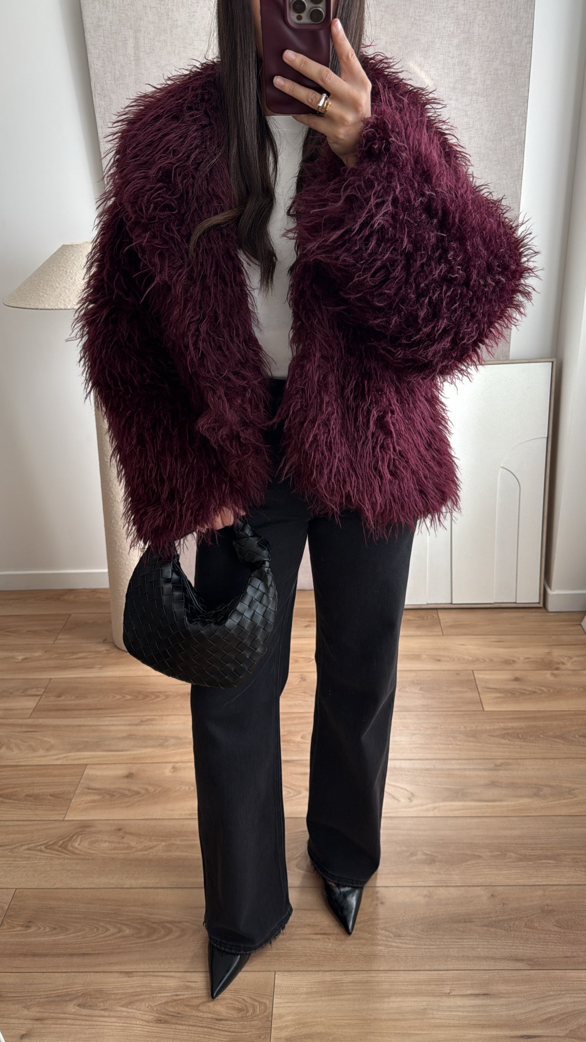 Veste en fausse fourrure [bordeaux]