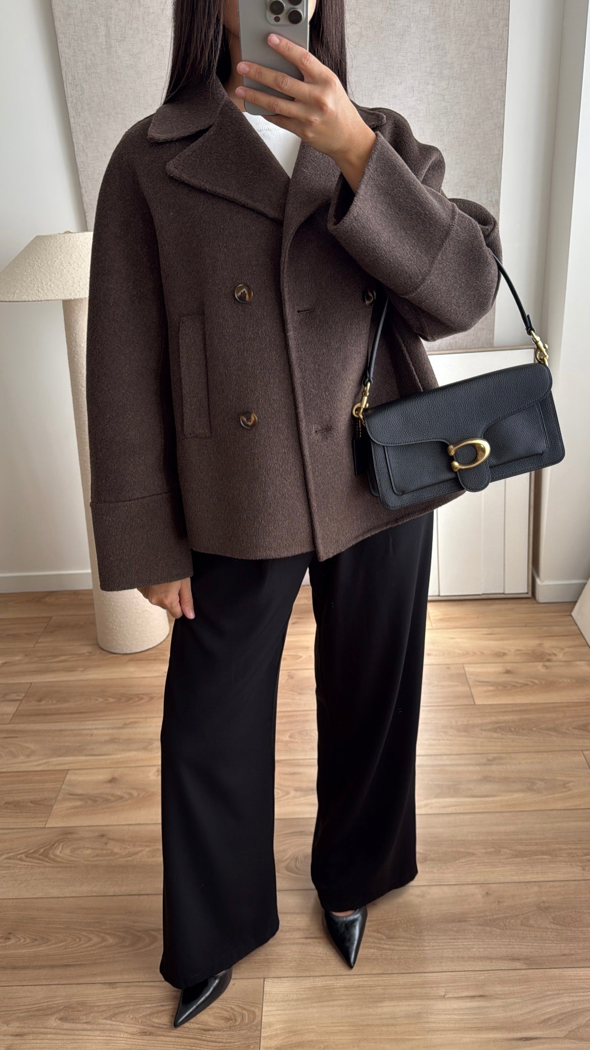 Manteau court en laine [marron]