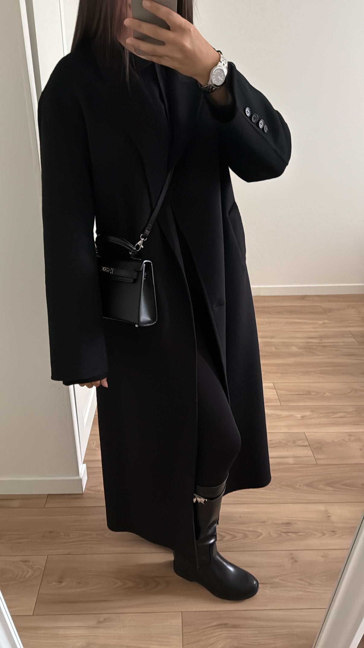 Long manteau en laine [ noir ]