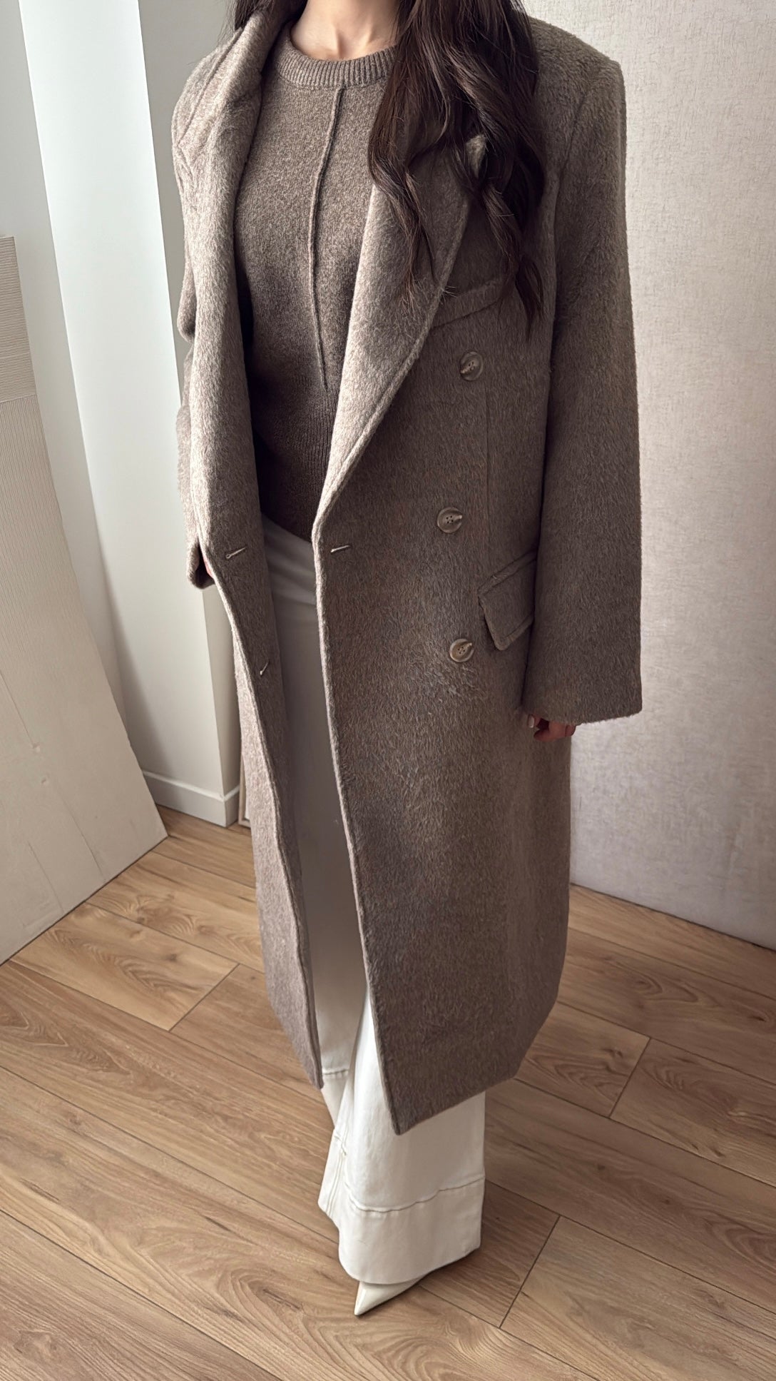 Long manteau oversize [beige foncé]