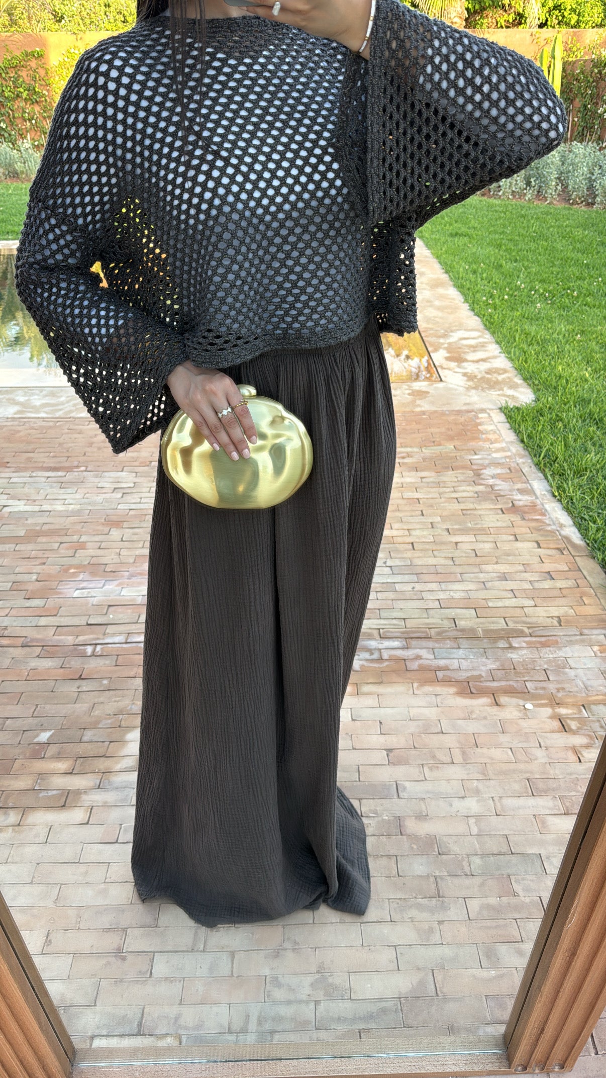 Top crochet [marron / doré ]
