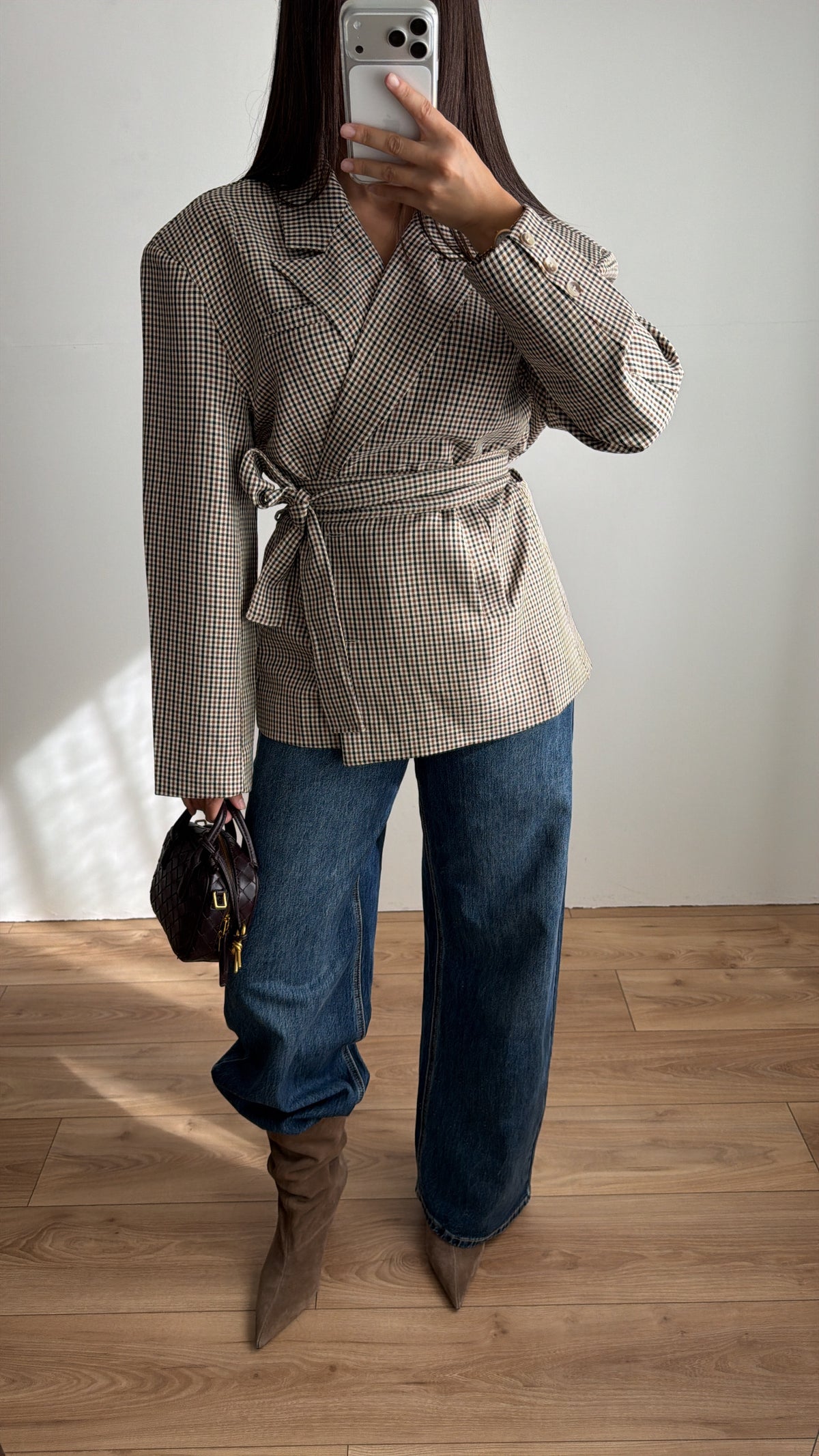 Veste blazer loose à carreaux