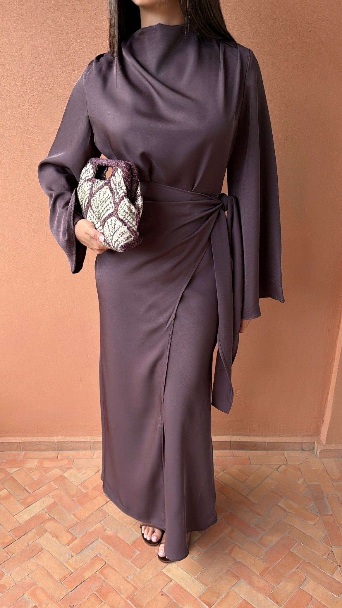 Longue robe portefeuille ACACIA [prune]