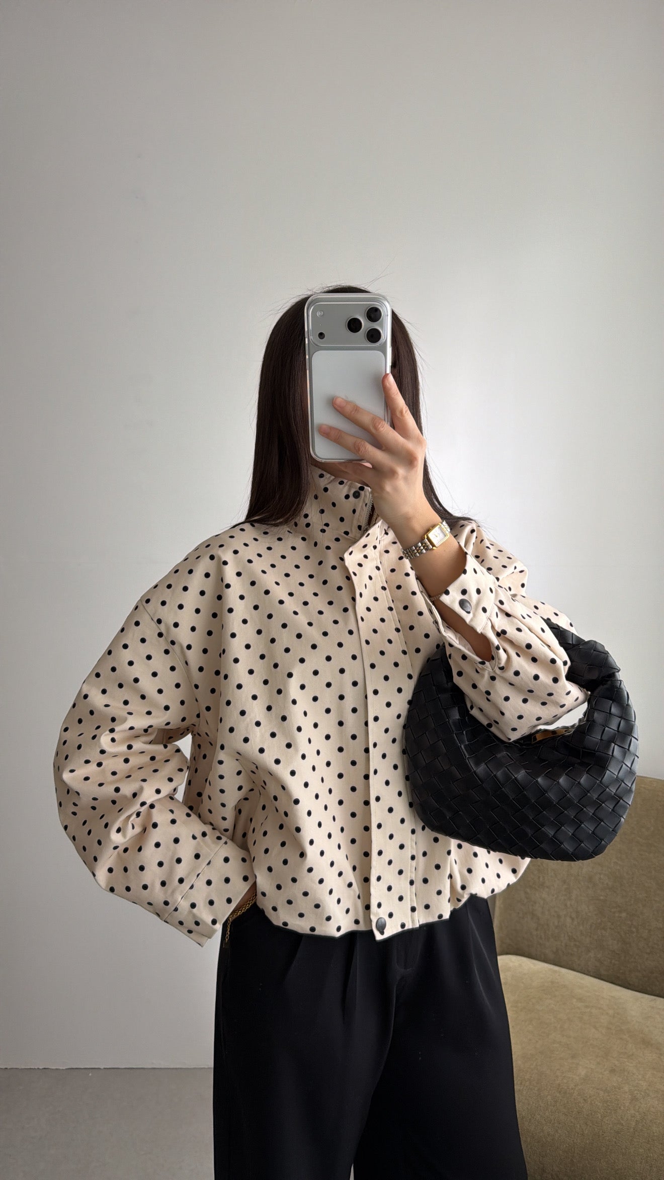 Veste loose à motif petits pois