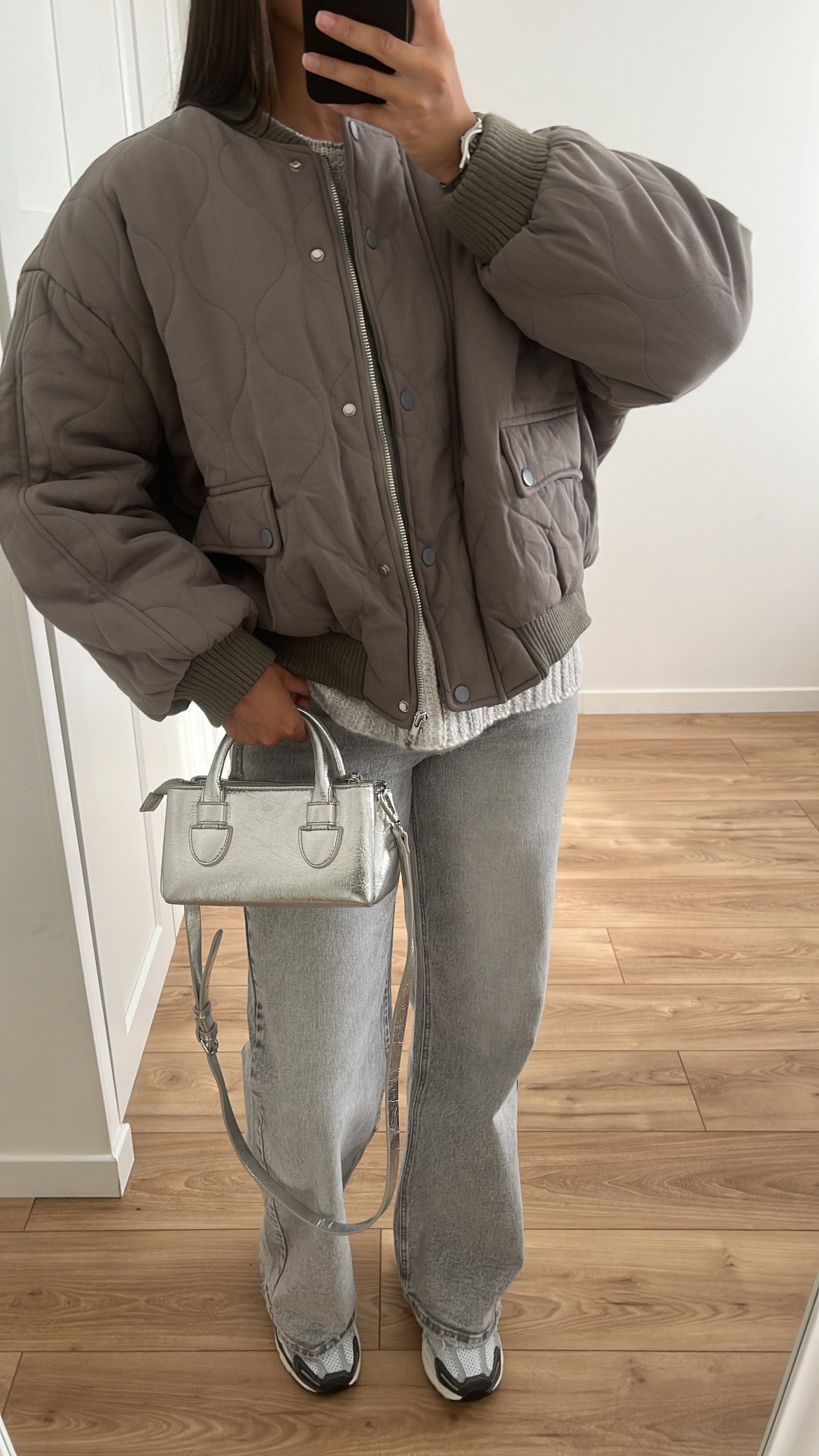 Bomber matelassé gris anthracite