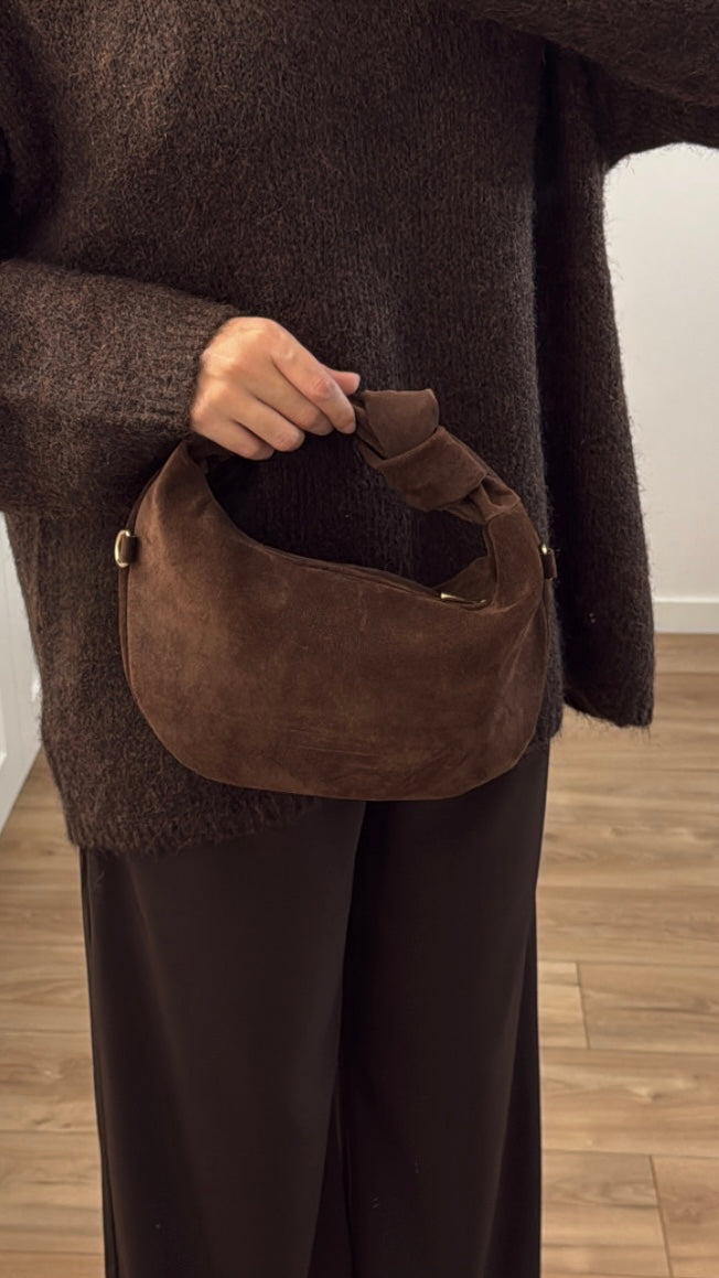 Sac suédine en cuir [ marron ]