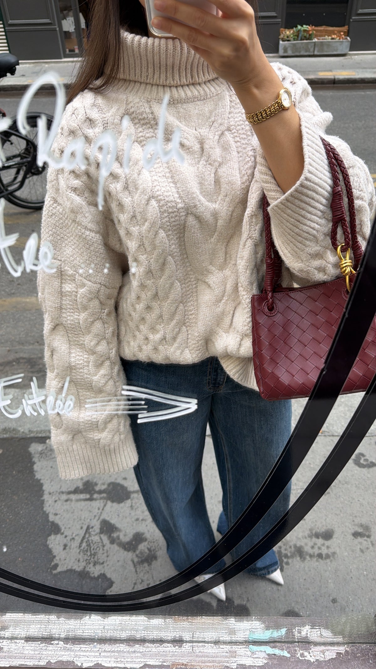Pull oversize col roulé RORY [beige]