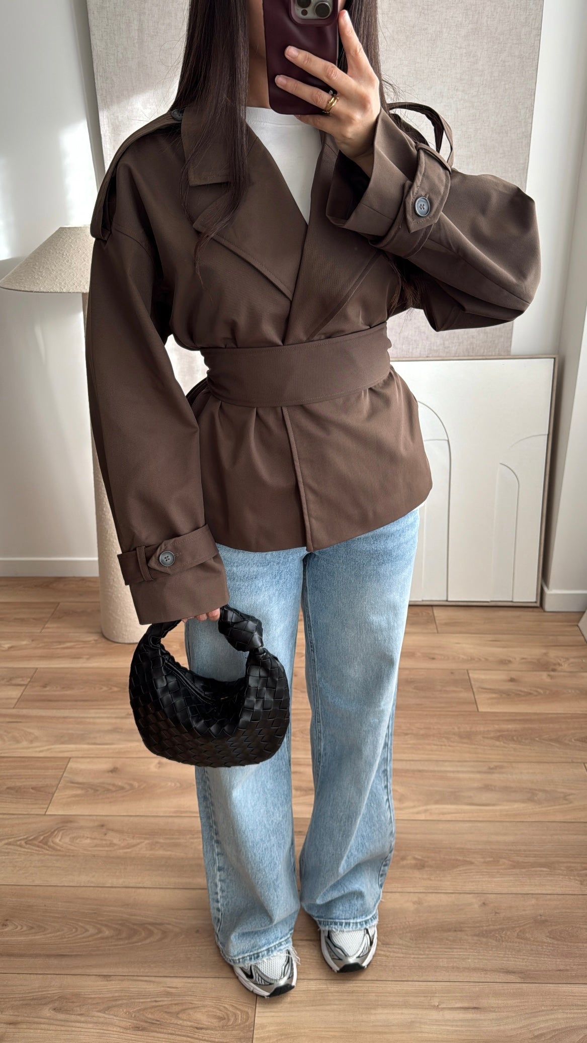 Kurzer Trenchcoat [dunkelbeige]