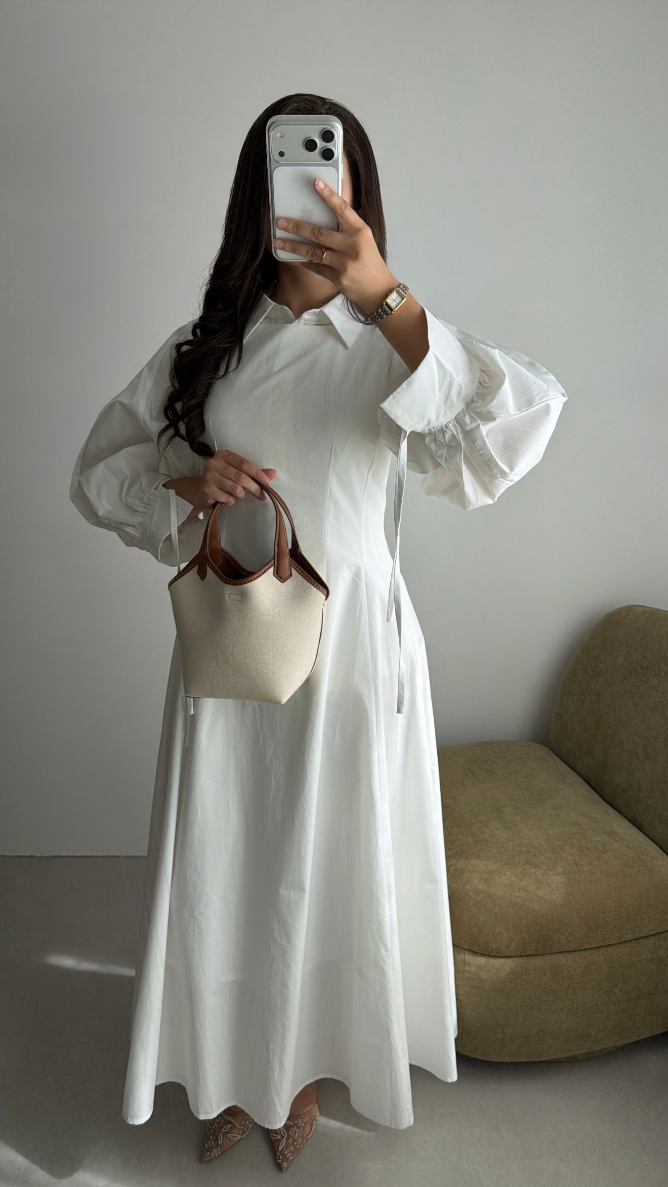 Sleeveless long dress [white]