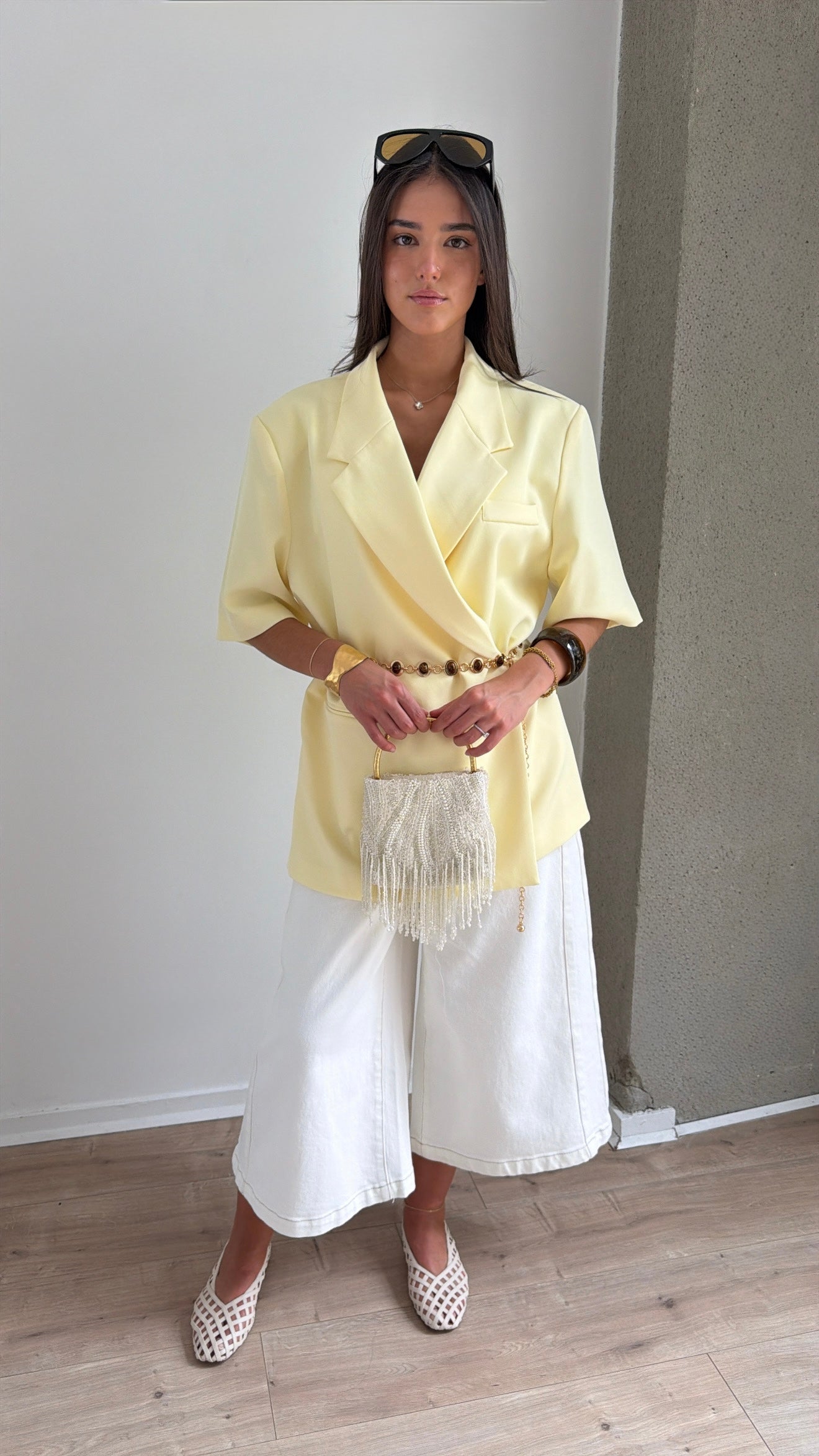 Blazer sans manches oversize [jaune]
