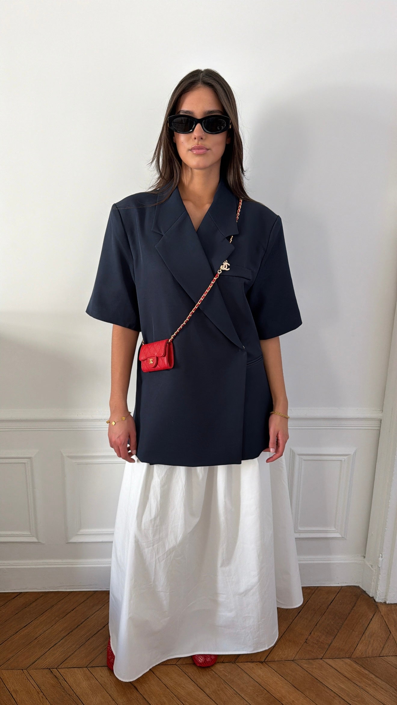 Blazer sans manches oversize [bleu marine]