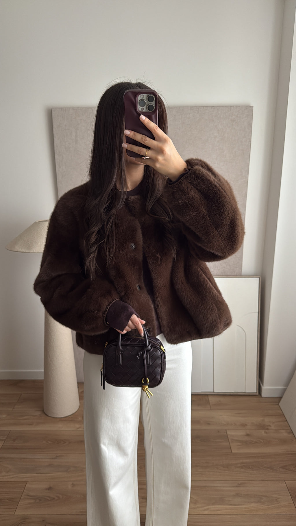 Veste Marron Col Et Bords Fausse Fourrure Taille 38 - Occasion Très Bon état - Idéale Pour L'hiver