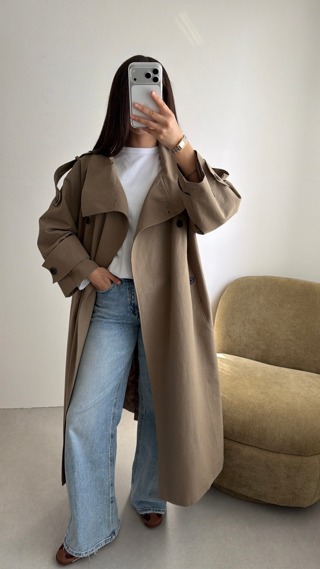 Long trench oversize [kaki]