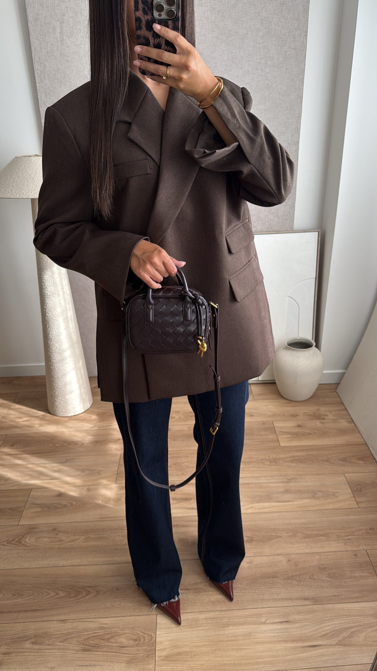 Oversized blazer [Flecked brown]