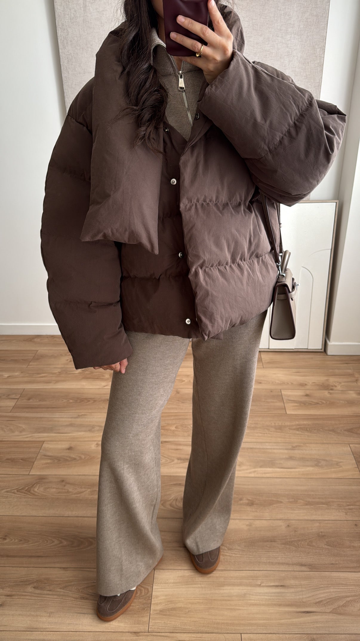 Doudoune puffer oversize col Montant [ marron ]