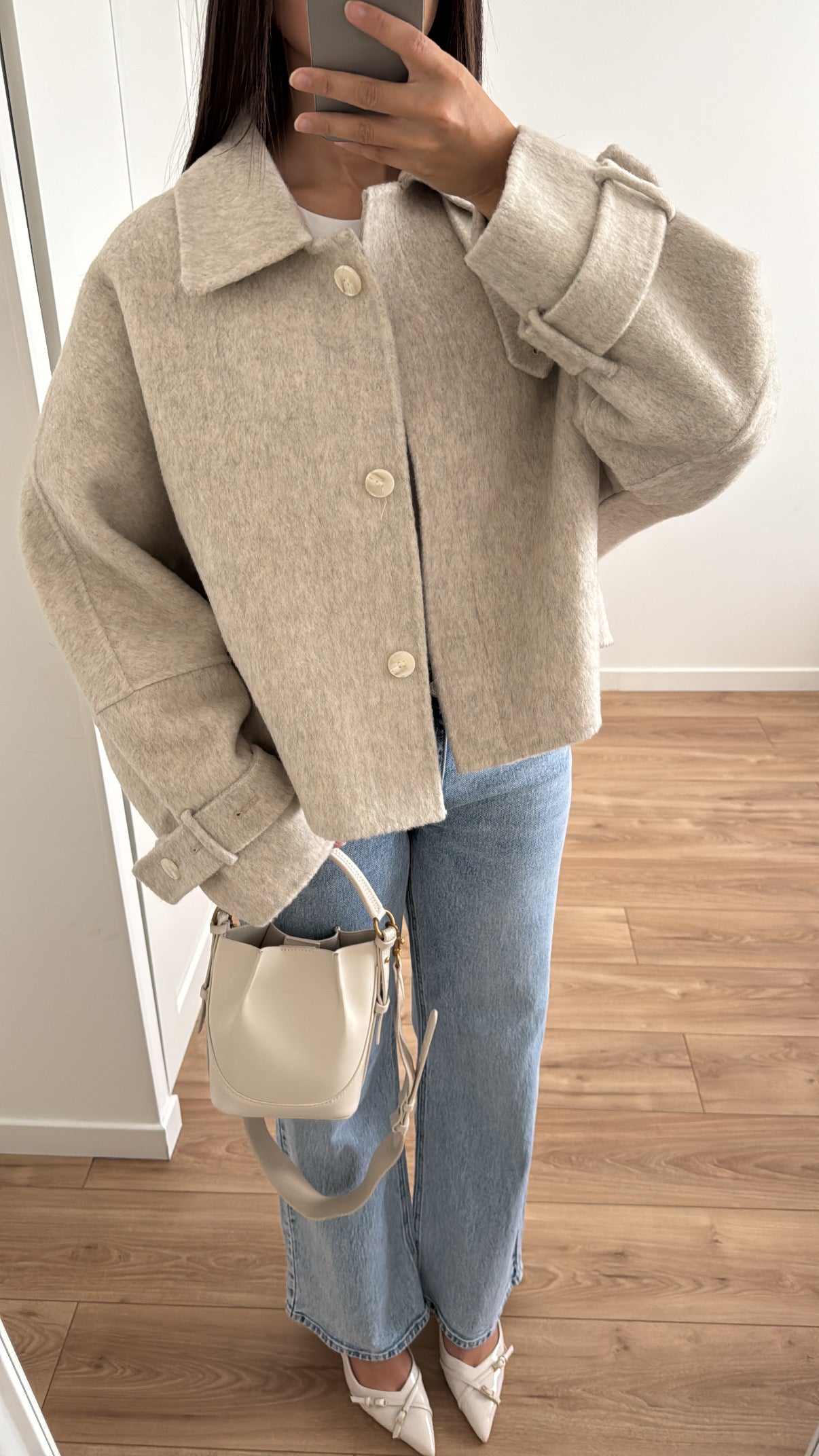 Manteau LOOSE oversize en laine [ beige clair ]