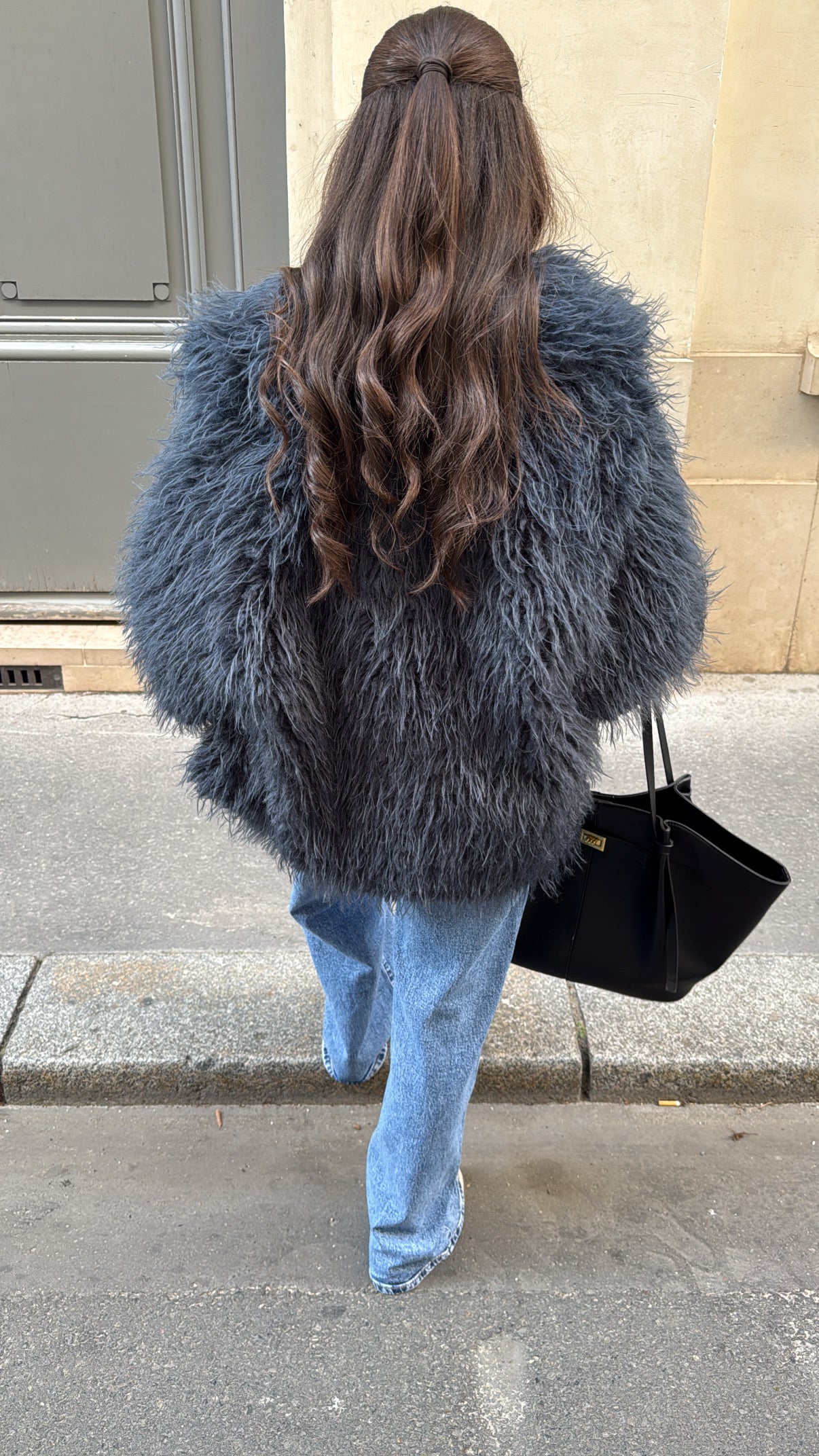 Veste en fausse fourrure [bleu]