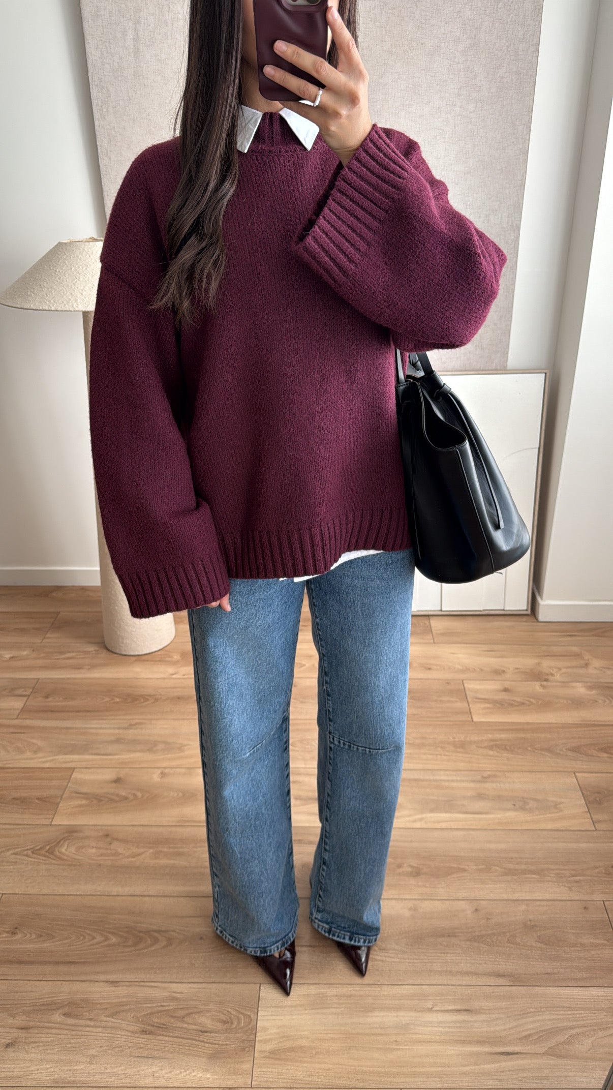 Pull manches amples à col montant ELEN [bordeaux]