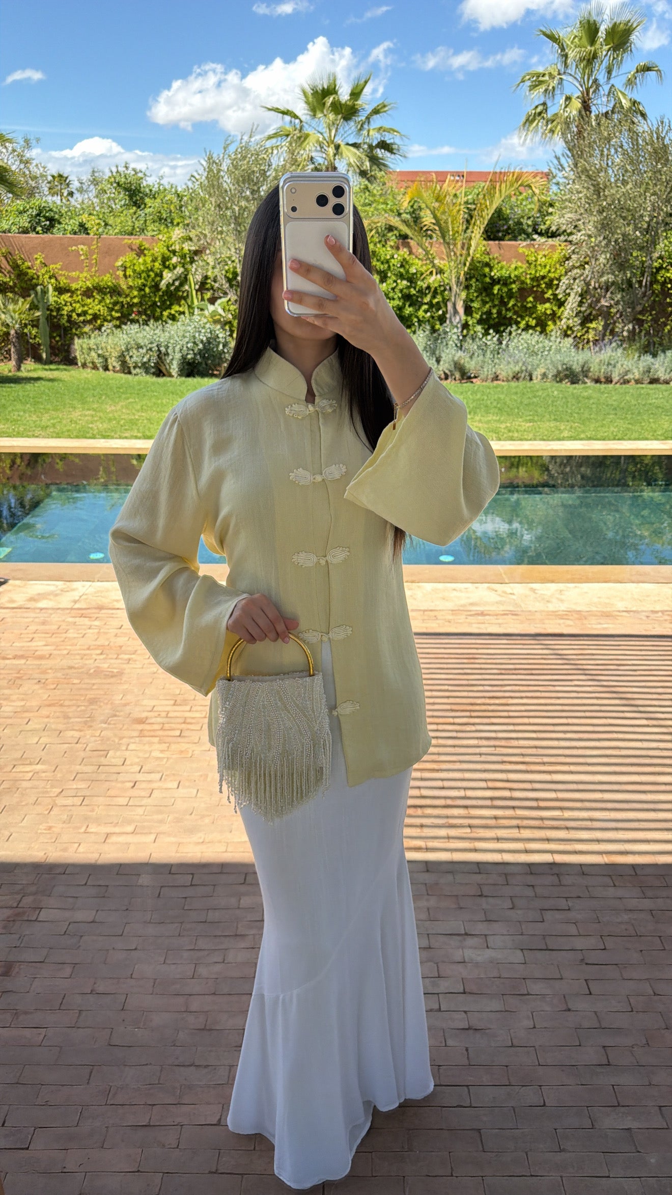 Chemisier à col Mao [jaune]