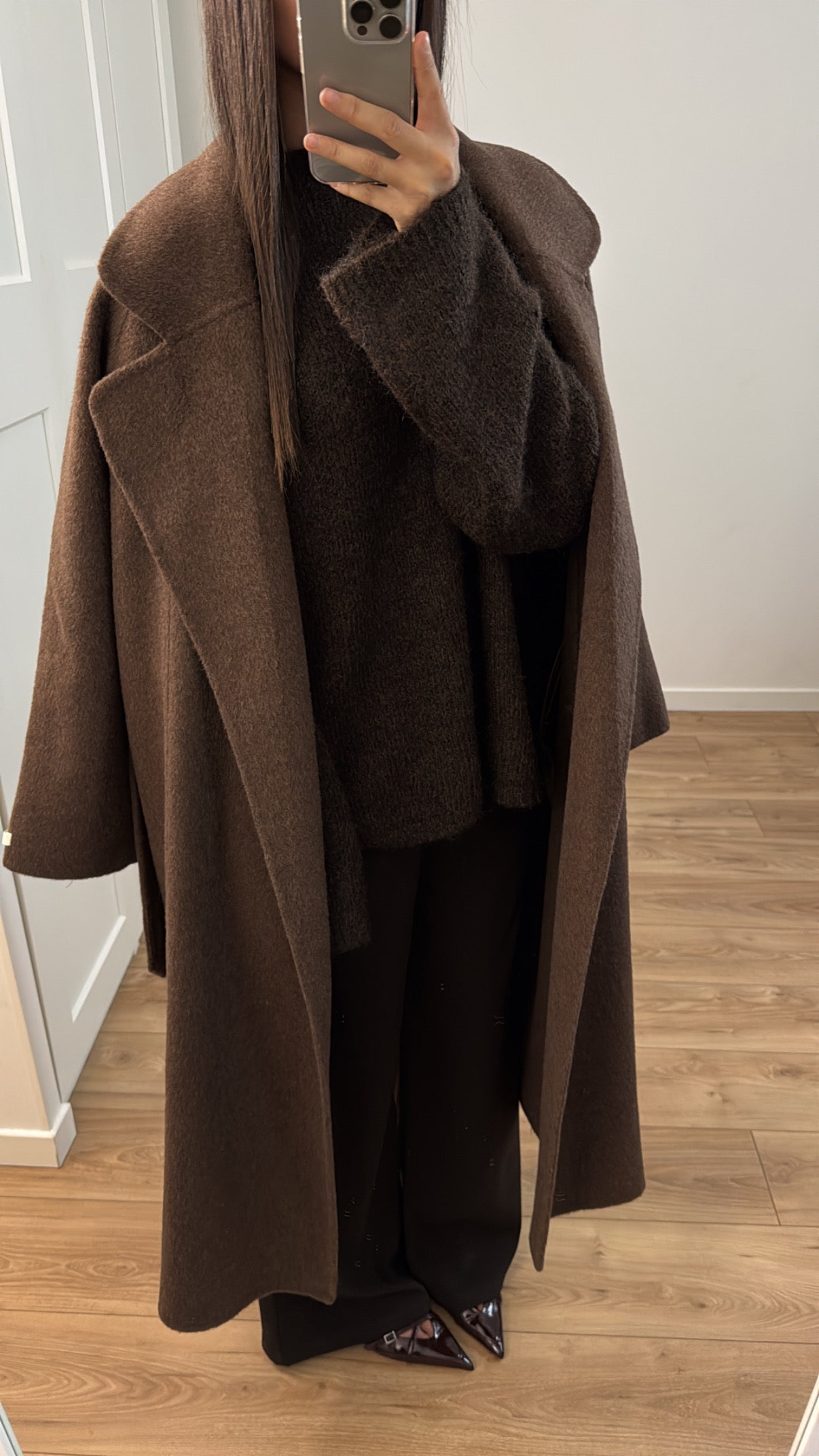 Long manteau en 100% laine [ marron - hand made ]