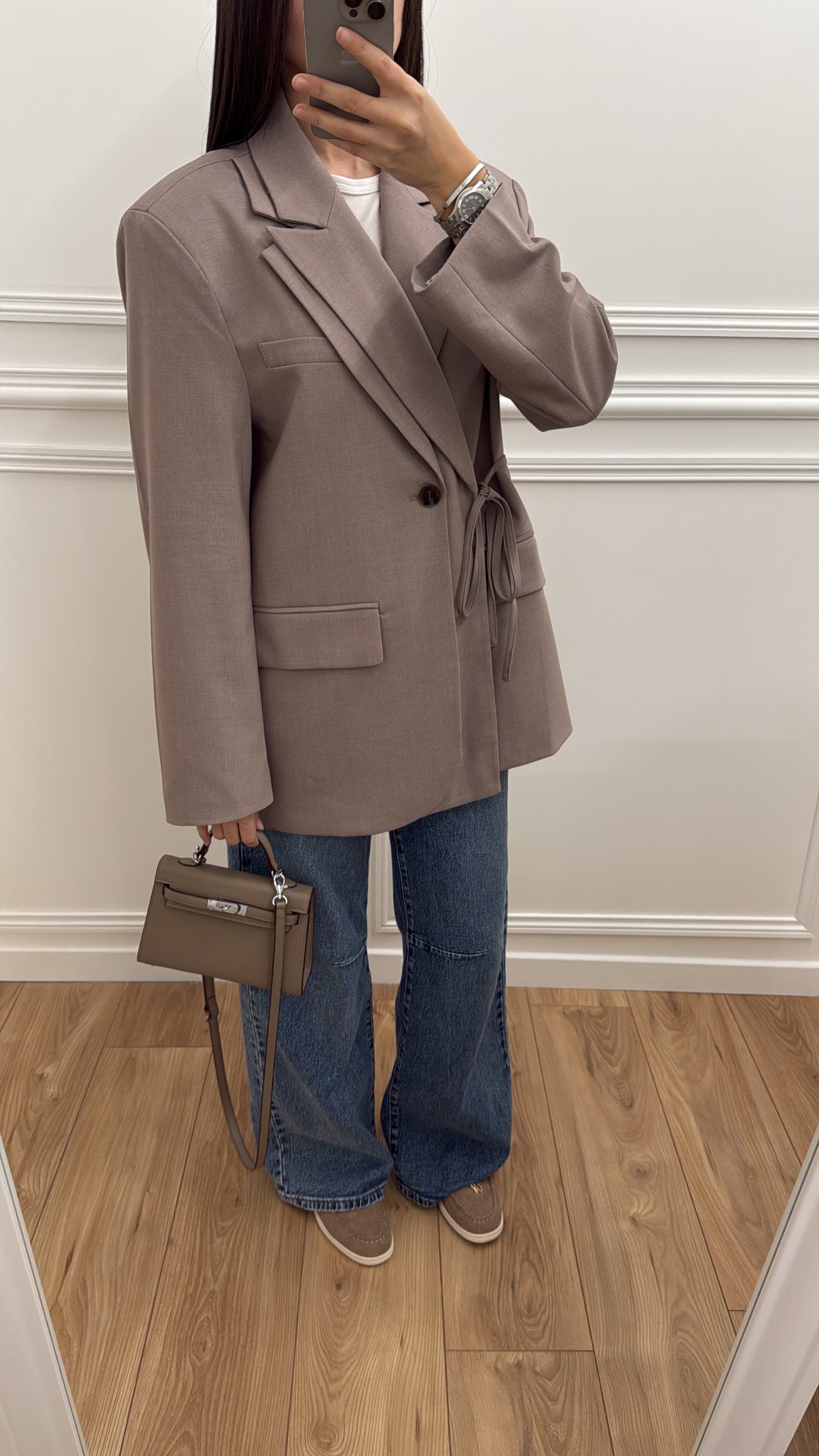 Oversized lined blazer [taupe]