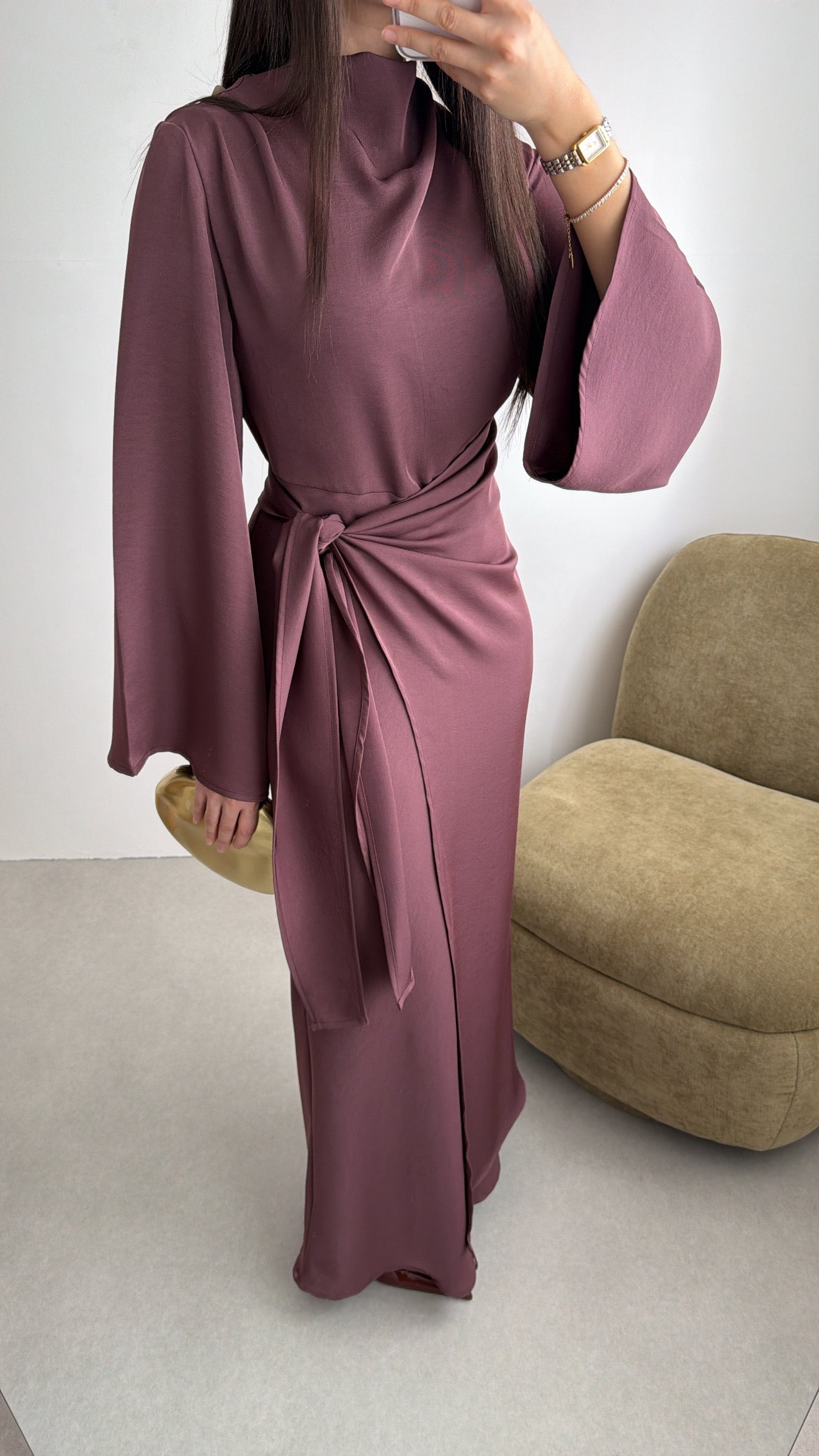 Longue robe portefeuille ACACIA [prune]