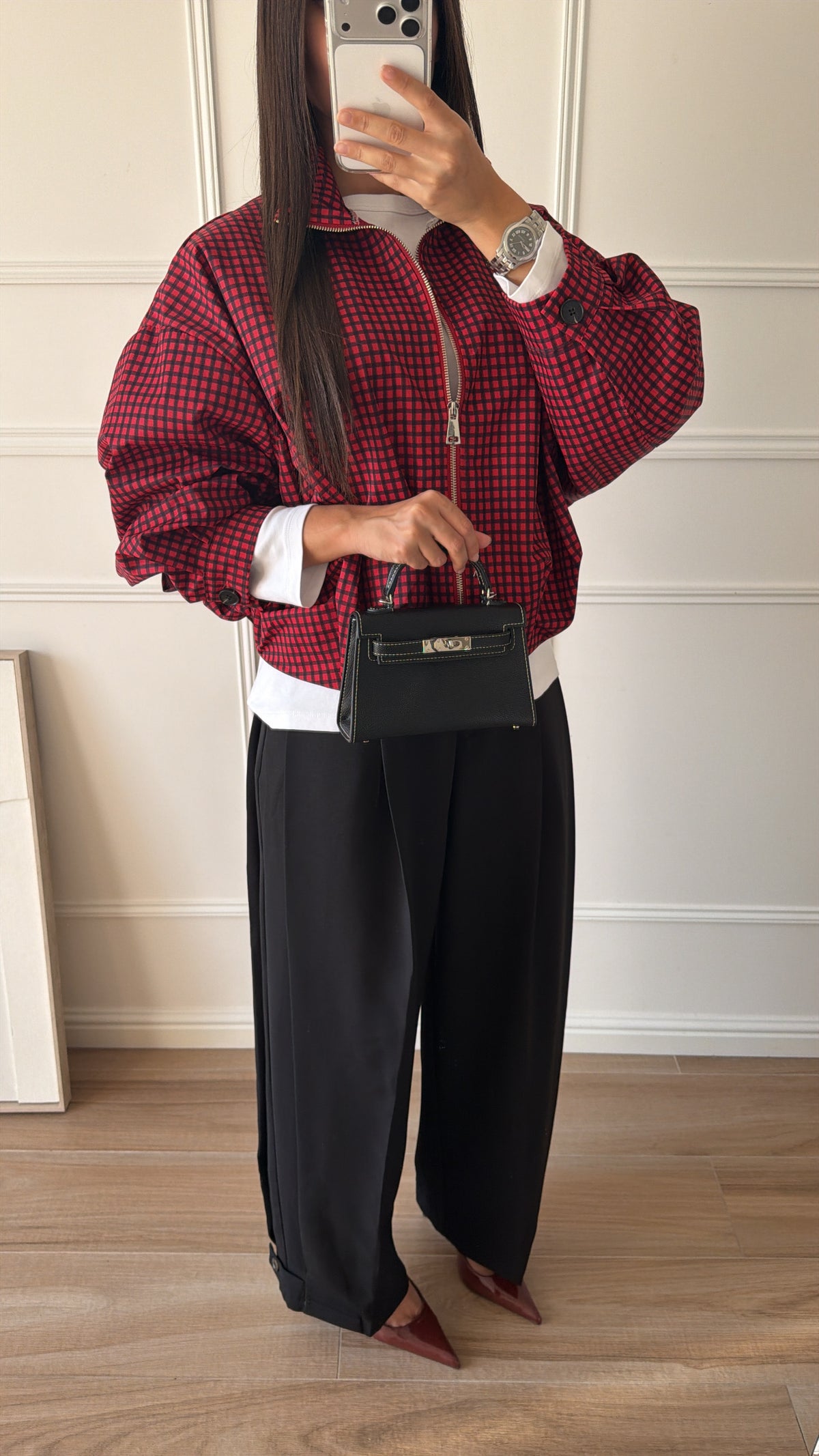 Veste oversize à carreaux LONA [rouge]