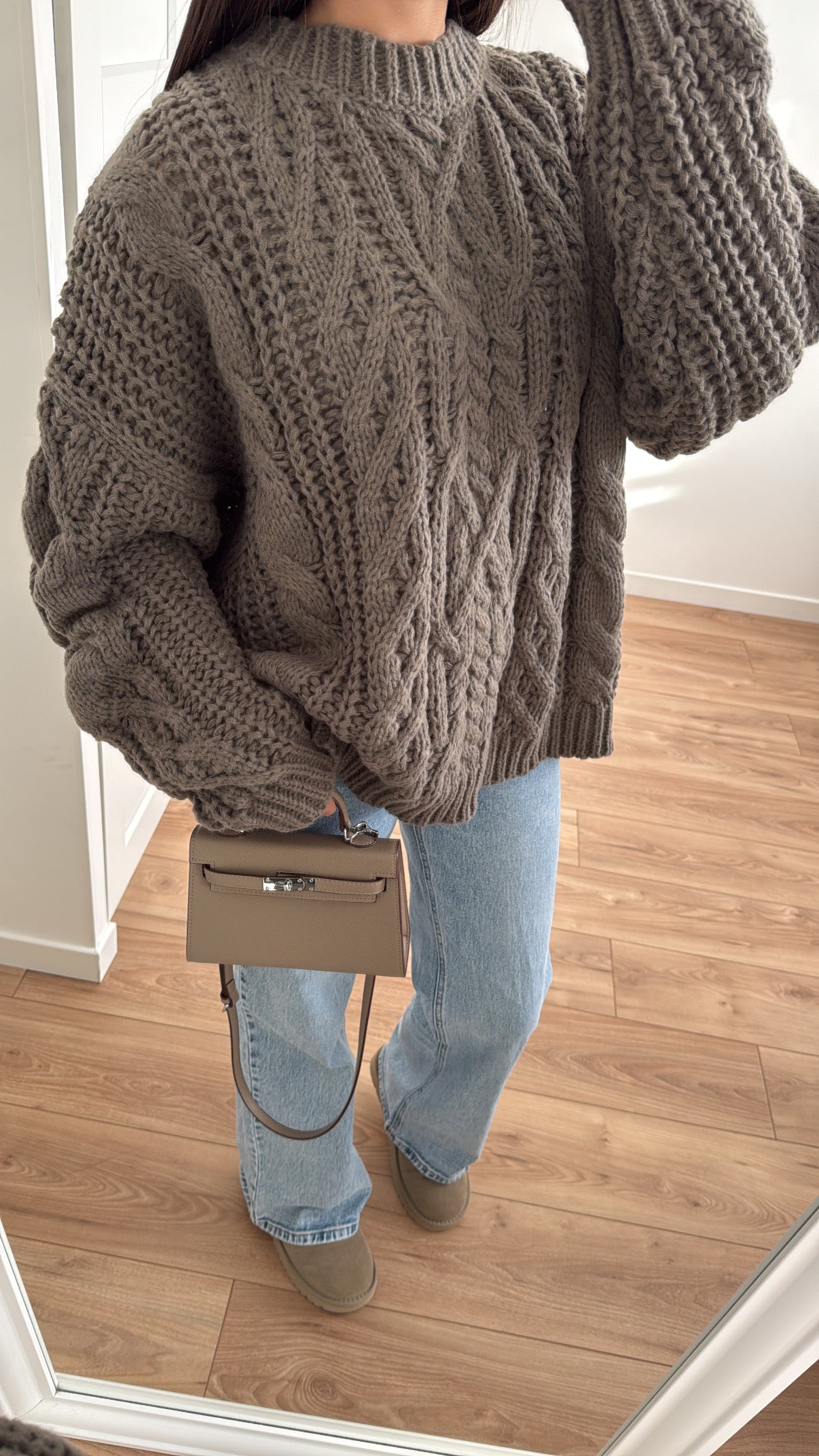 Pull épais torsasé [ taupe/ kaki ]