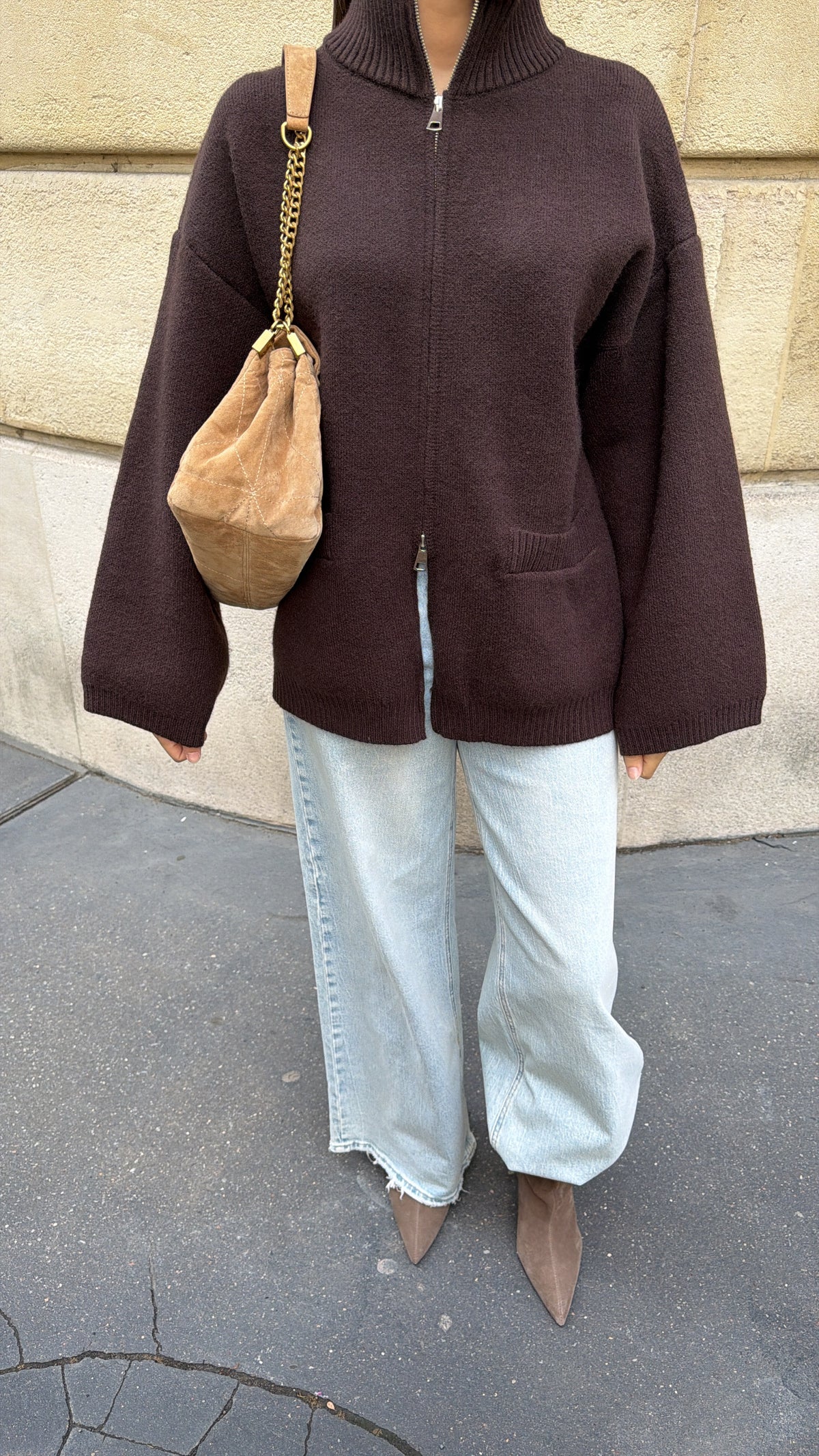 Gilet long à manches amples AZAN [Marron]