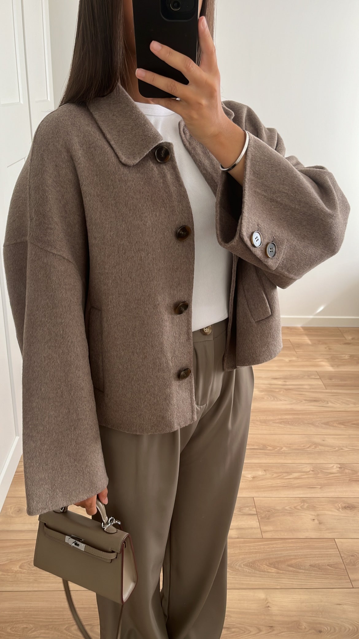 Manteau court en laine [ taupe ]