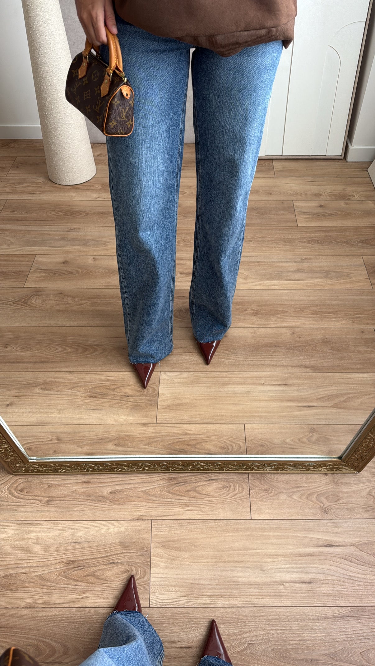 Jean coupe droite éffiloché [bleu jean]