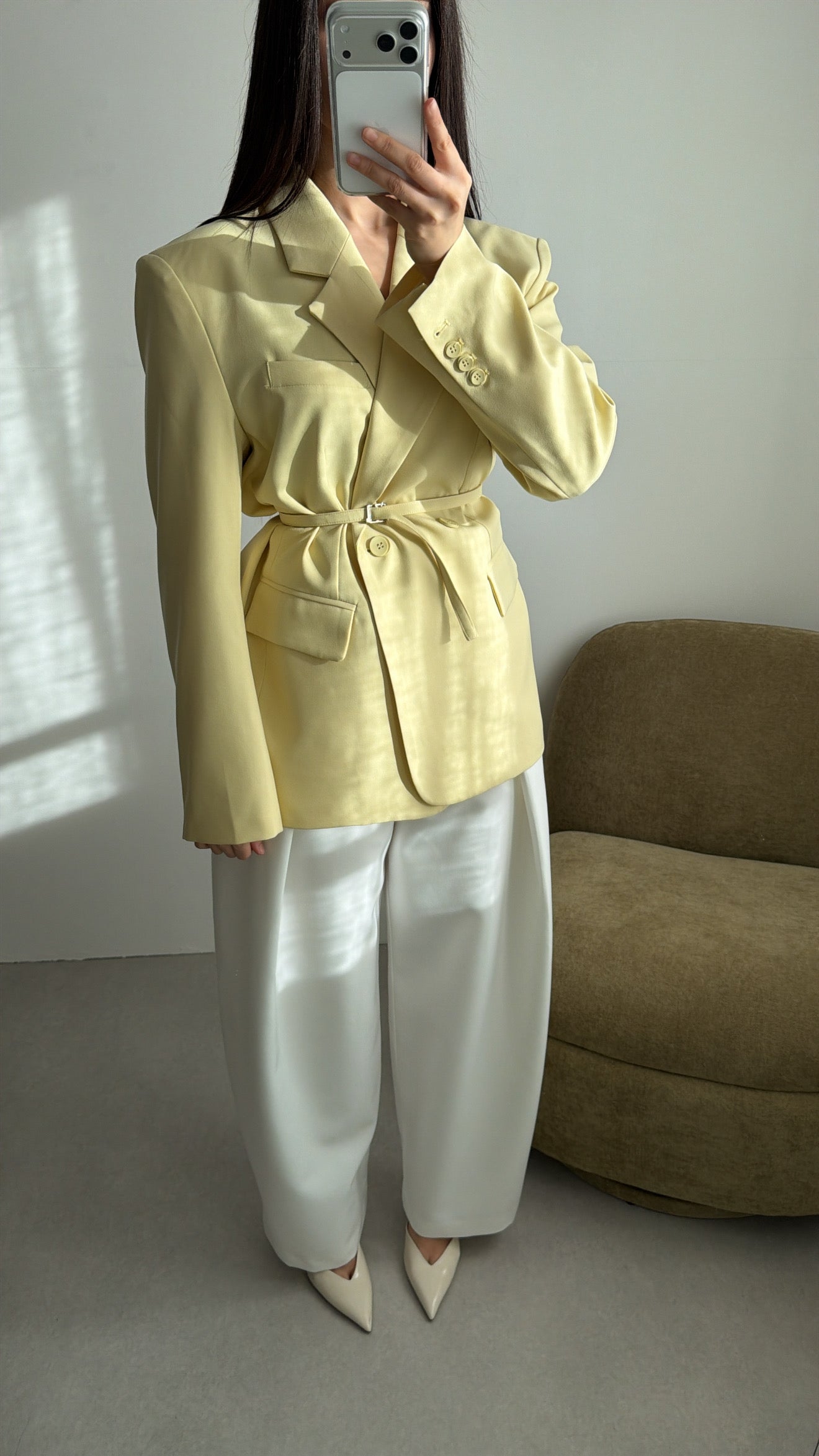 Pantalon ample élégant [blanc]