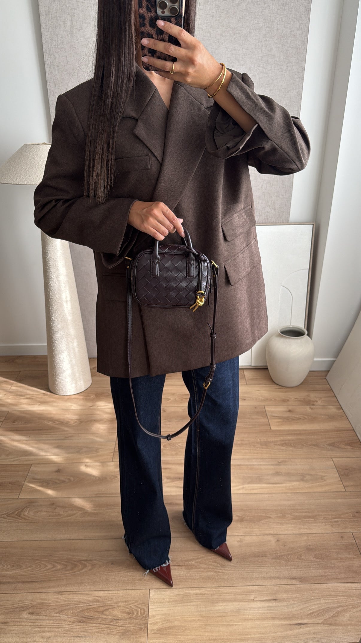 Blazer coupe oversize [ marron chiné ]