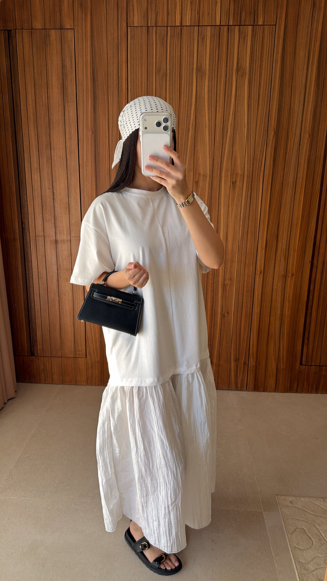 Longue robe bi-matière [blanc]