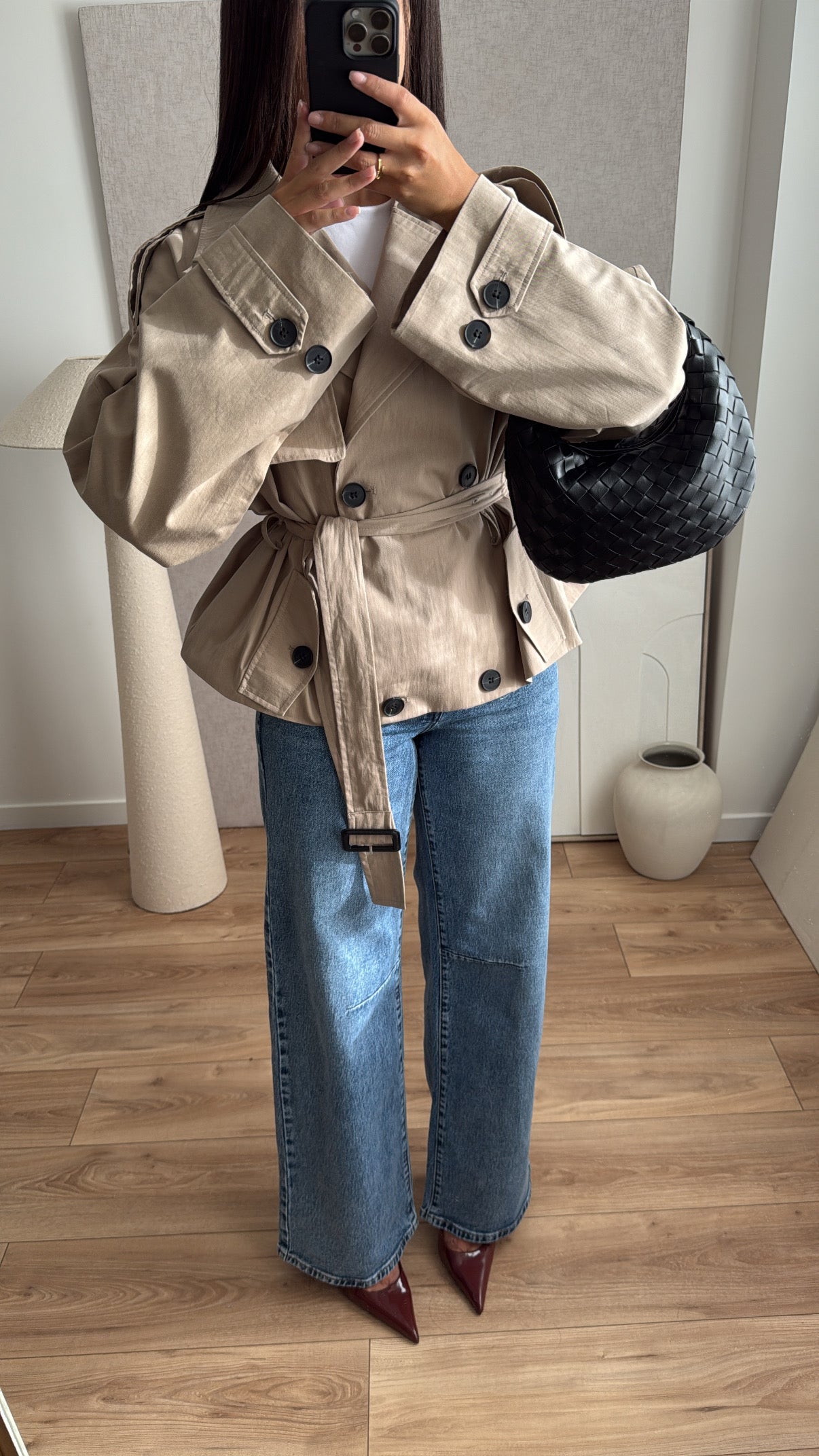 Short trench coat [dark beige]
