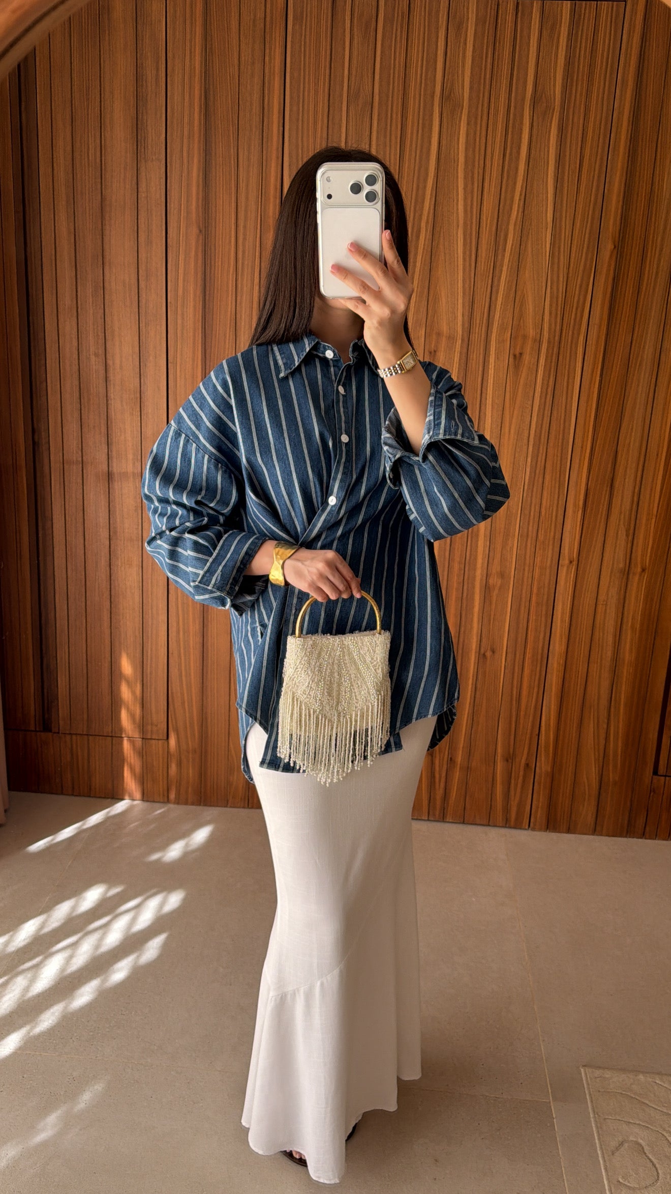 Longue jupe coupe sirène en lin [blanc]